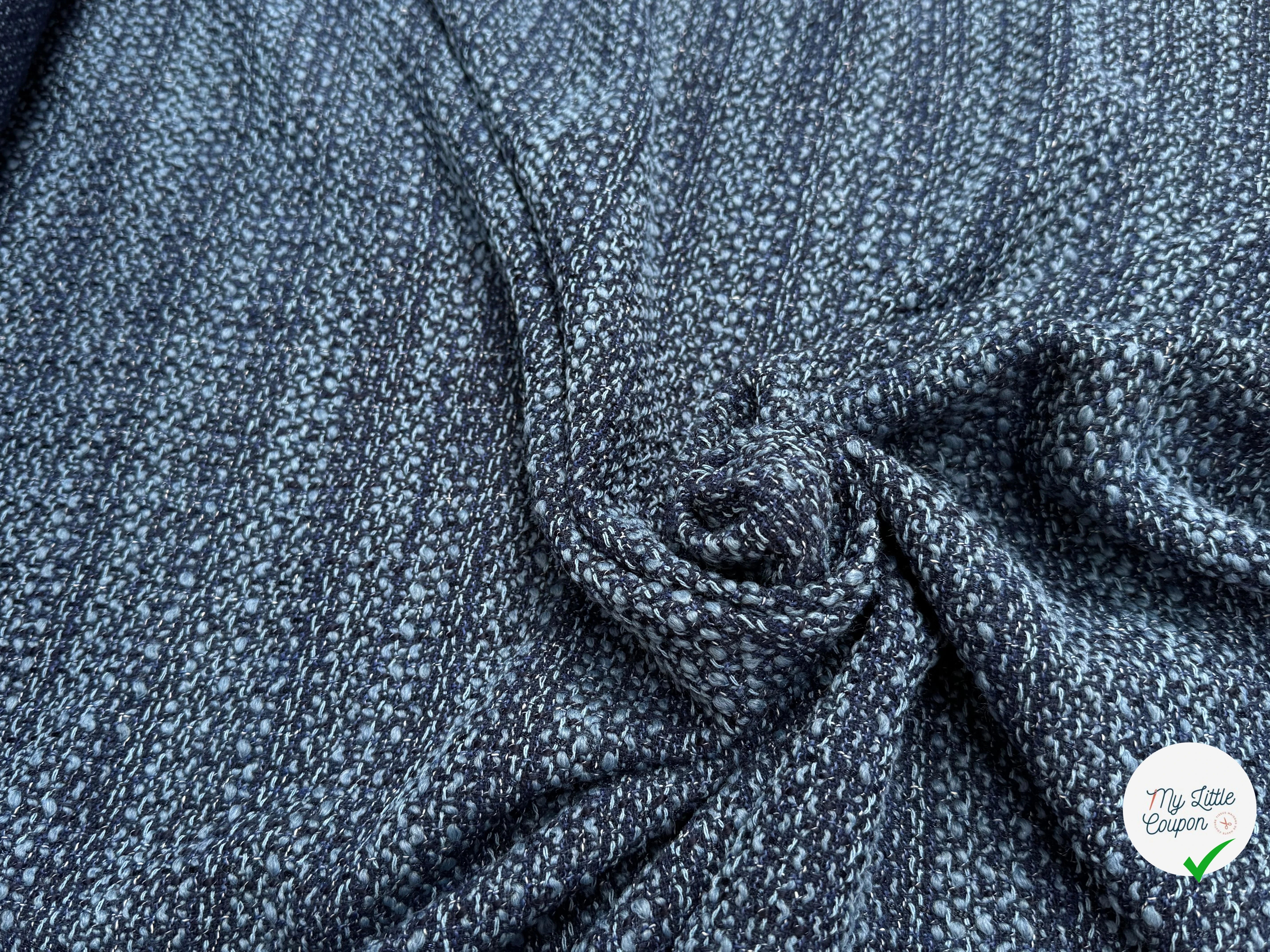TWEED BOUCLETTE 30% LAINE BLEU DENIM - My Little Coupon