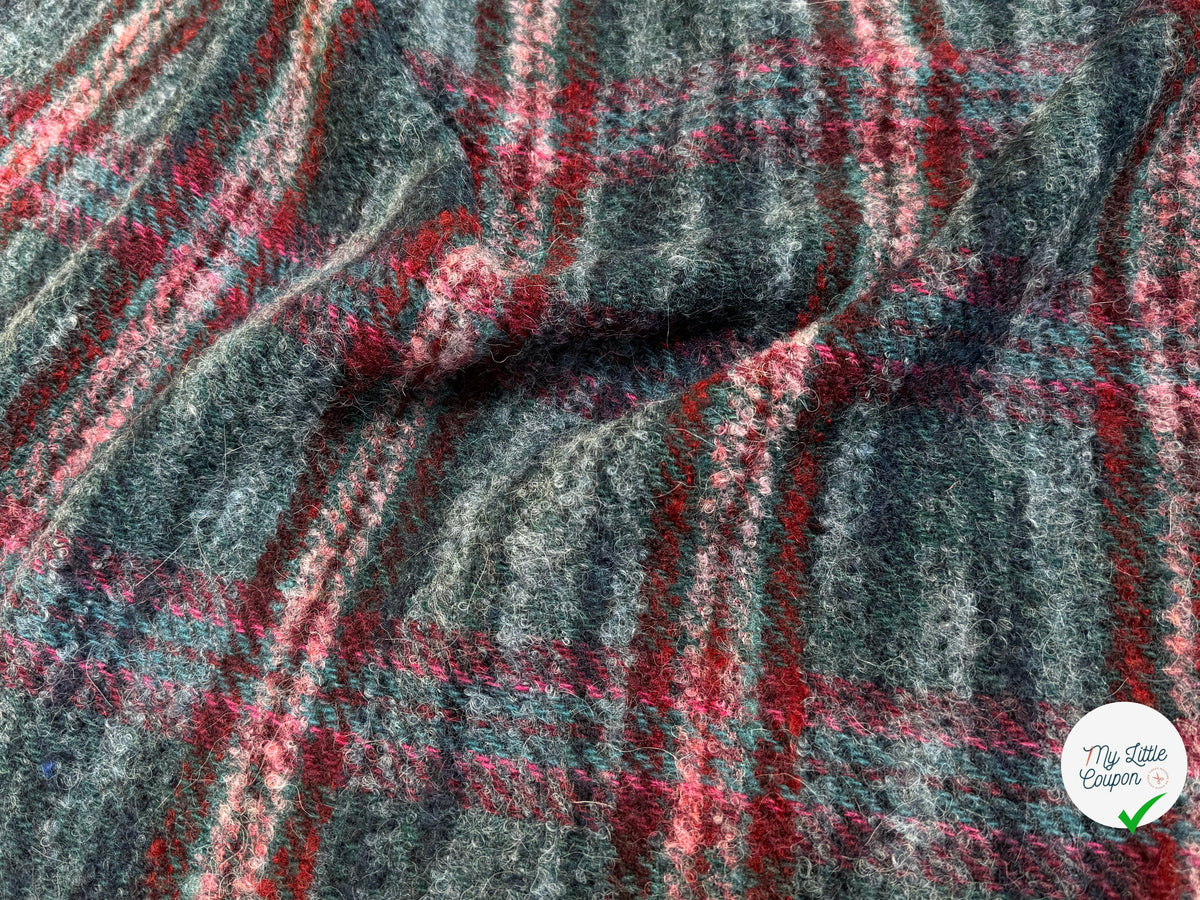 TWEED BOUCLETTE 56% LAINE BLEU À CARREAUX GIOVIXEN - My Little Coupon