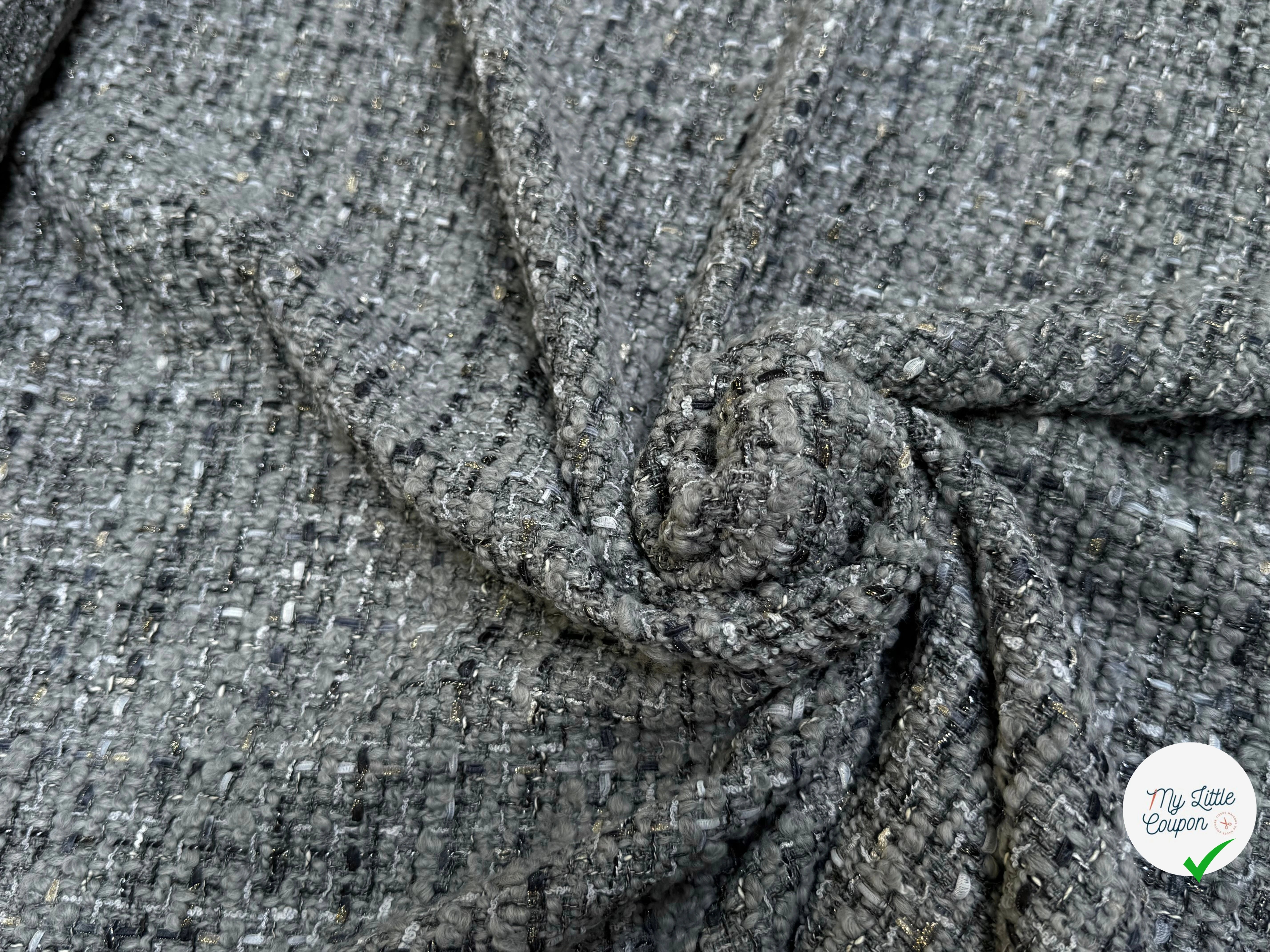 TWEED BOUCLETTE 75% LAINE TRÈS BEAU GRIS - My Little Coupon