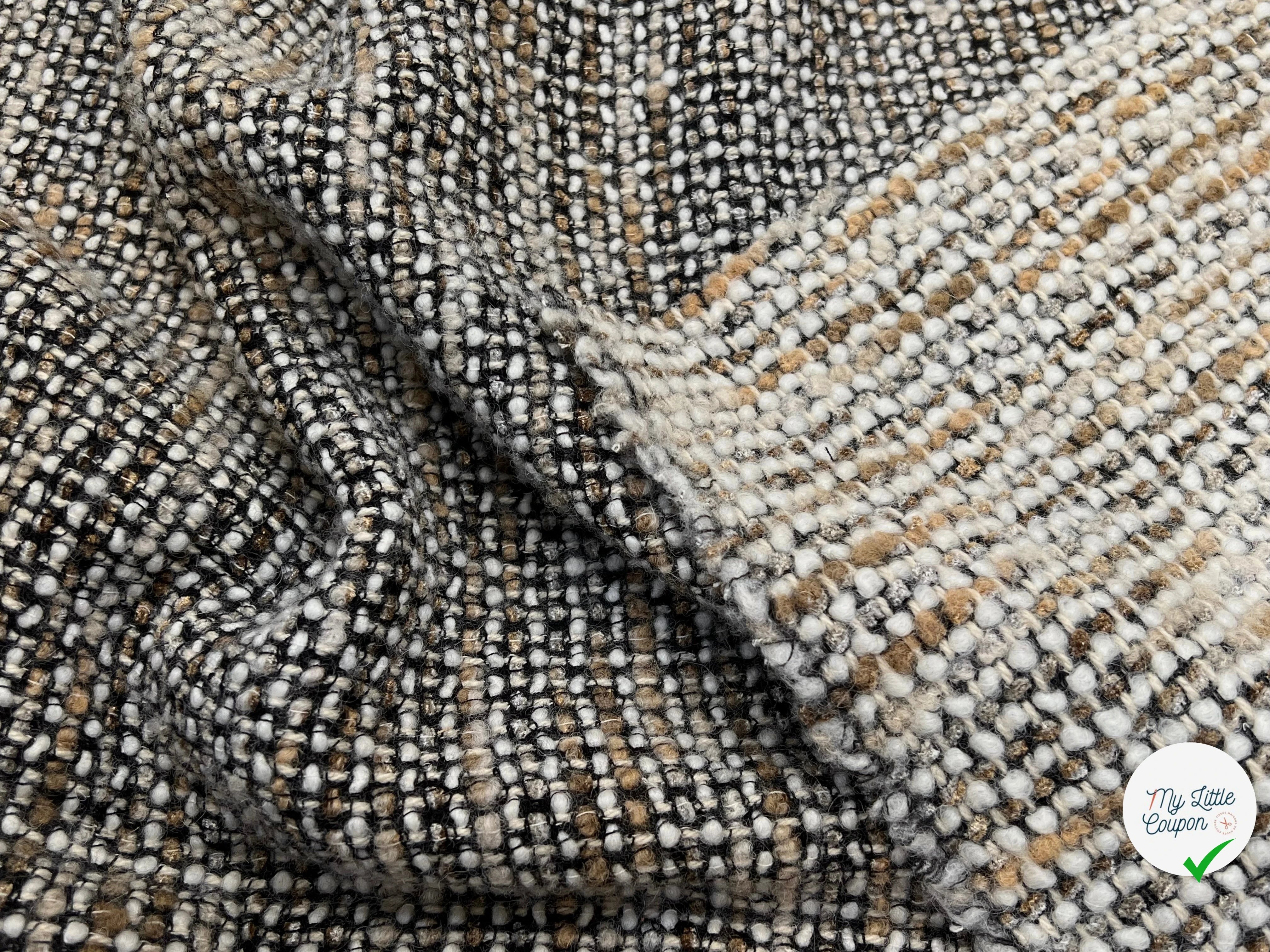 TWEED BOUCLETTE BEIGE MARRON NOIR 90% LAINE - My Little Coupon
