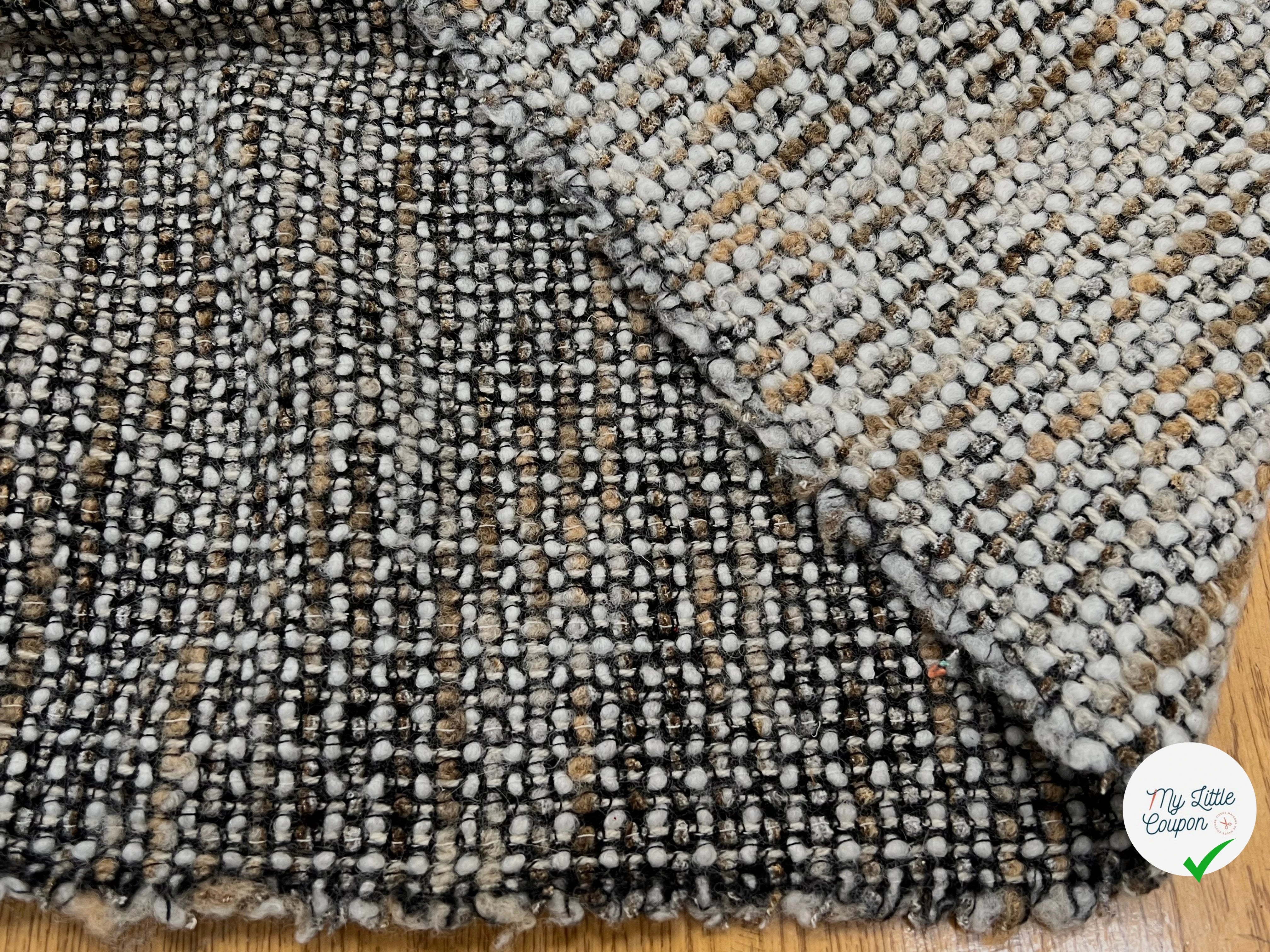 TWEED BOUCLETTE BEIGE MARRON NOIR 90% LAINE - My Little Coupon