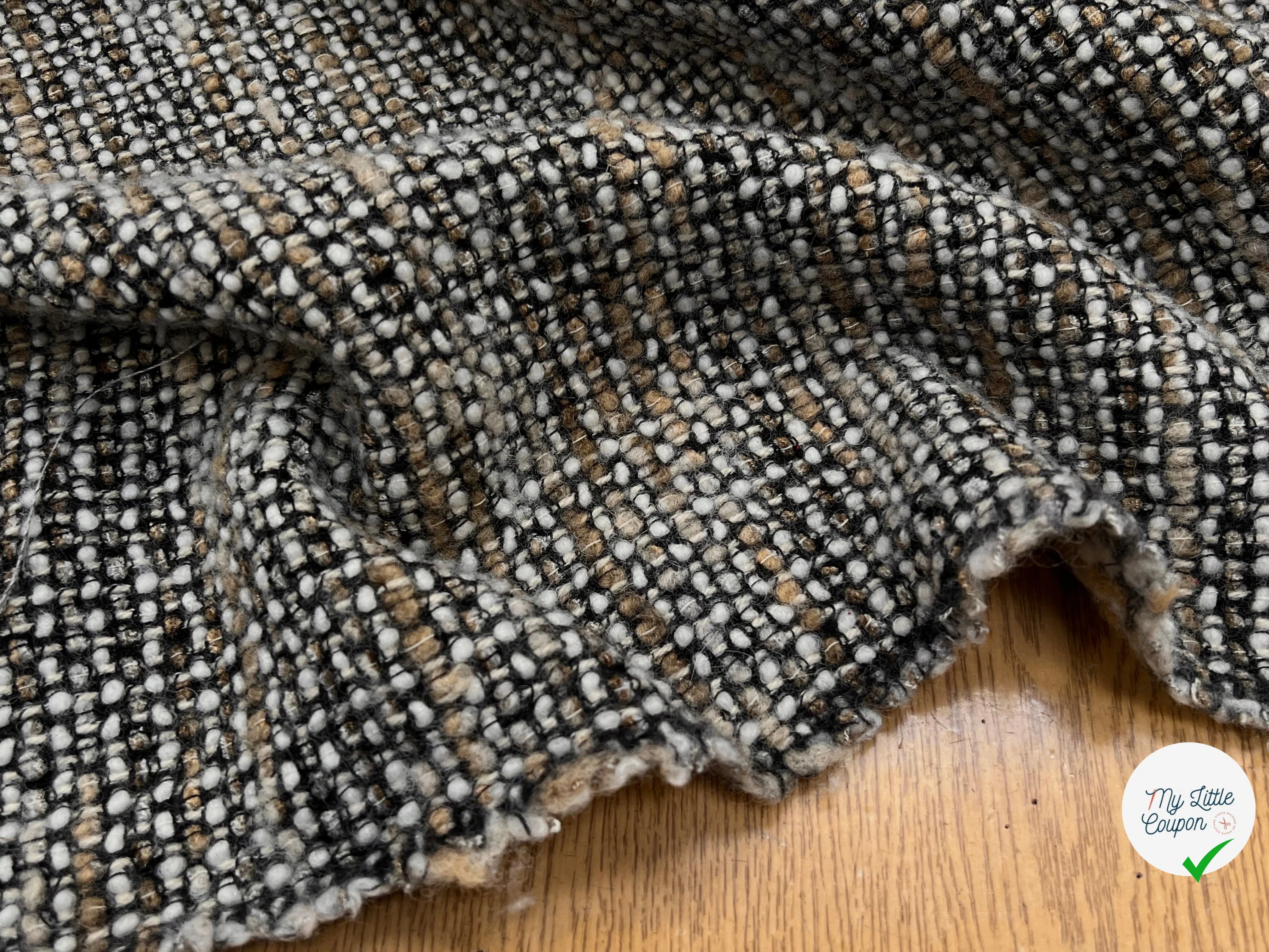 TWEED BOUCLETTE BEIGE MARRON NOIR 90% LAINE - My Little Coupon