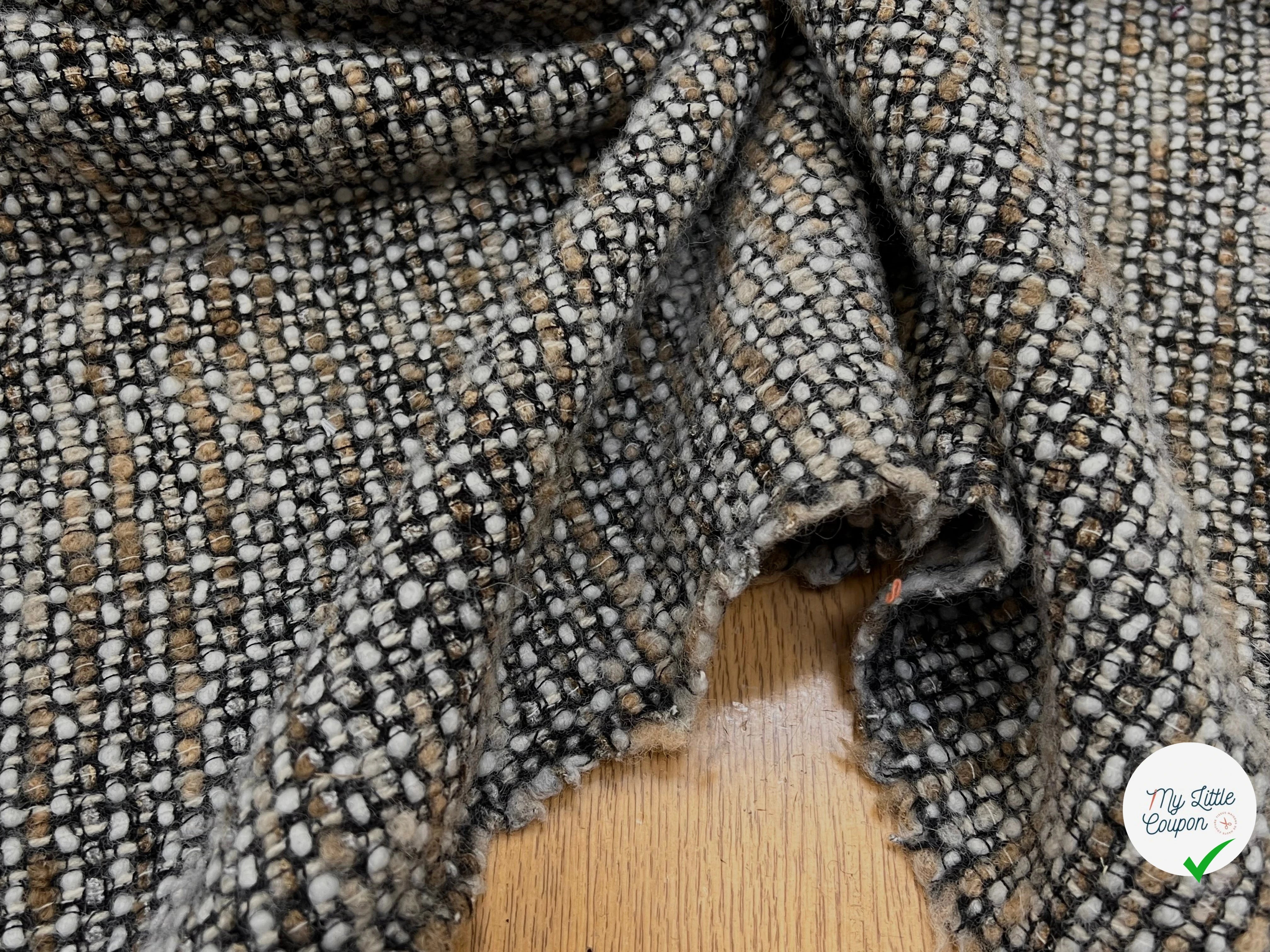 TWEED BOUCLETTE BEIGE MARRON NOIR 90% LAINE - My Little Coupon