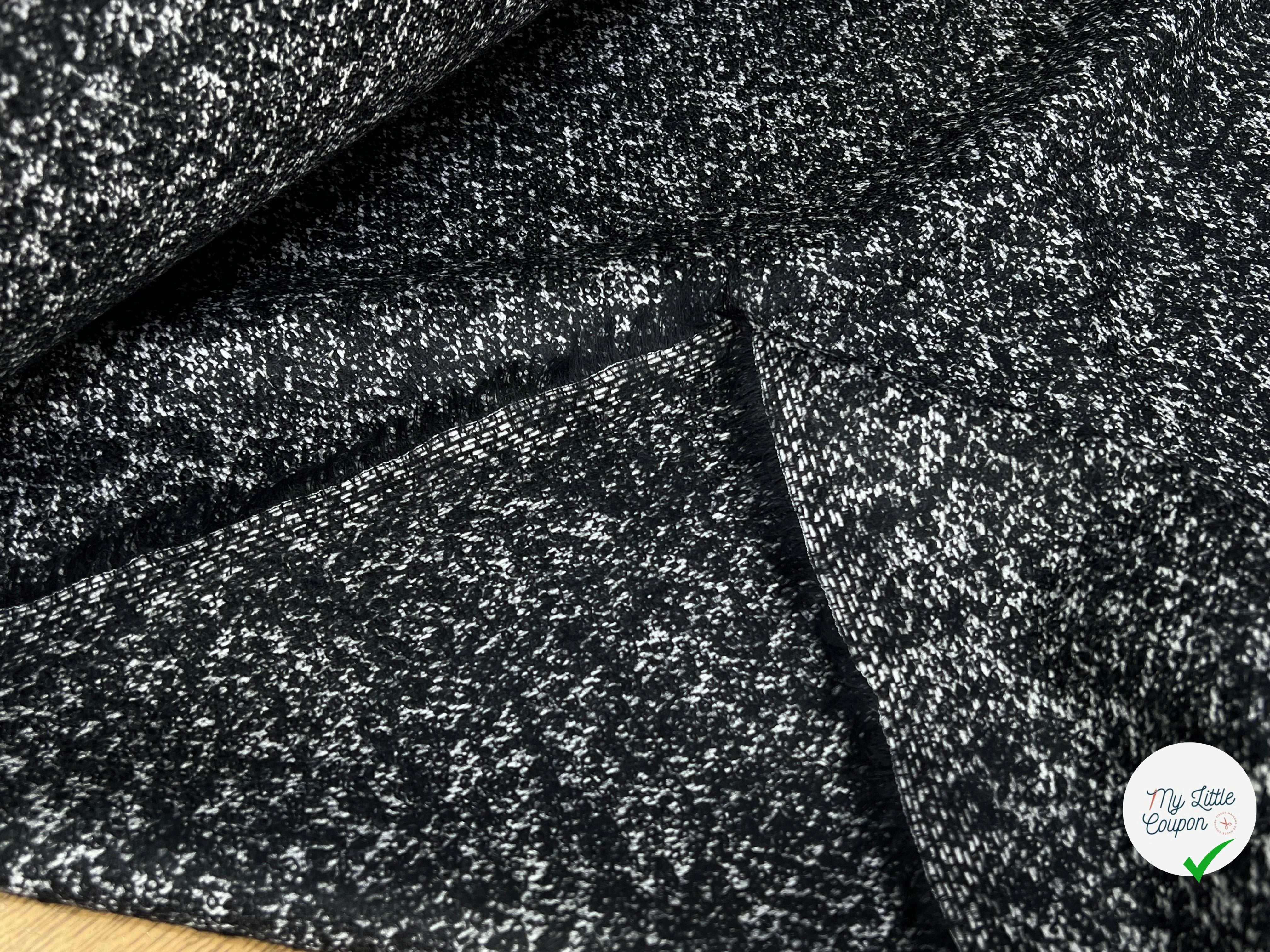 TWEED BOUCLETTE CHINÉ BLANC NOIR 100% LAINE - My Little Coupon