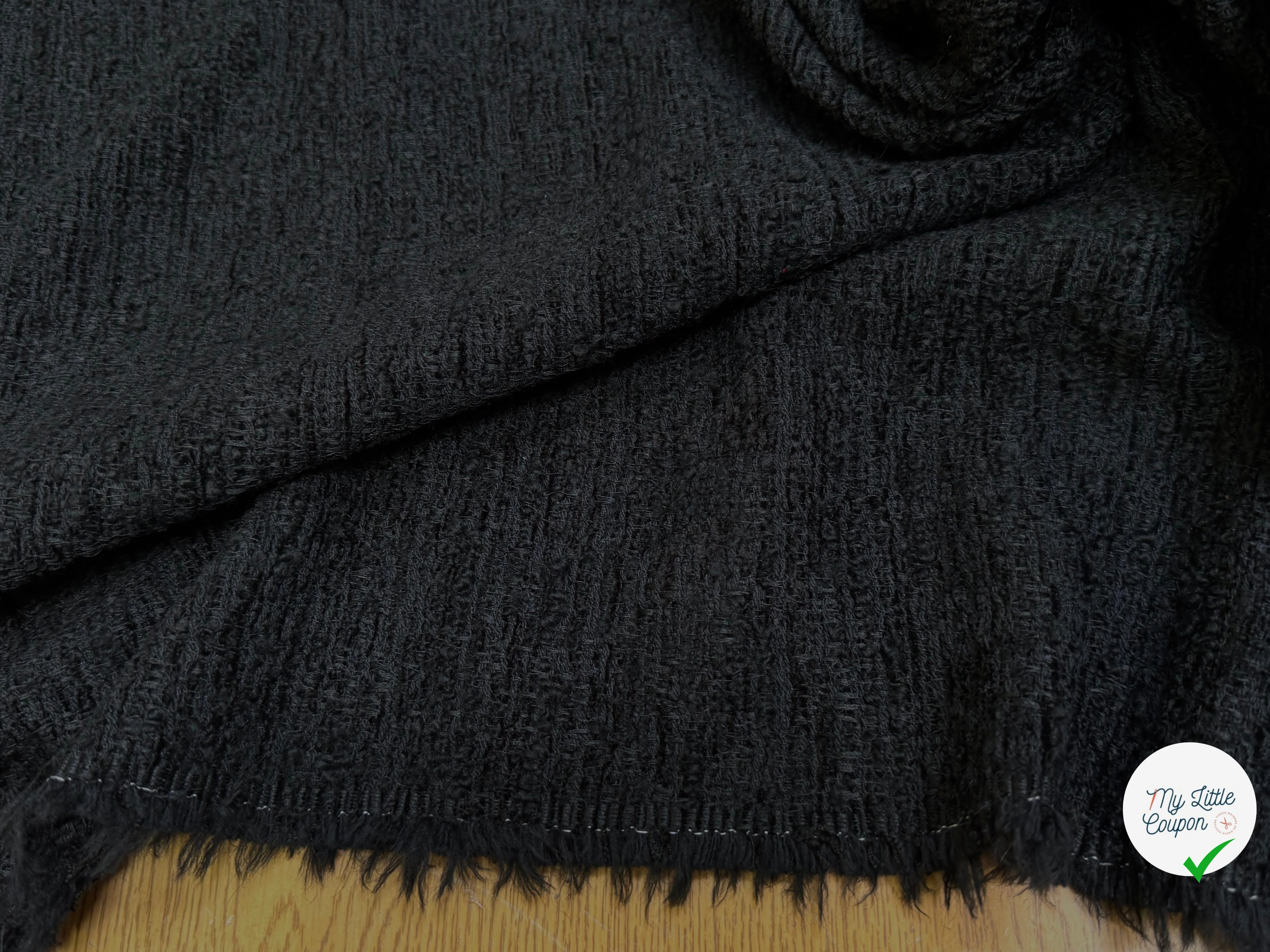 TWEED BOUCLETTE DE LAINE NOIR 80% LAINE CHIC - My Little Coupon