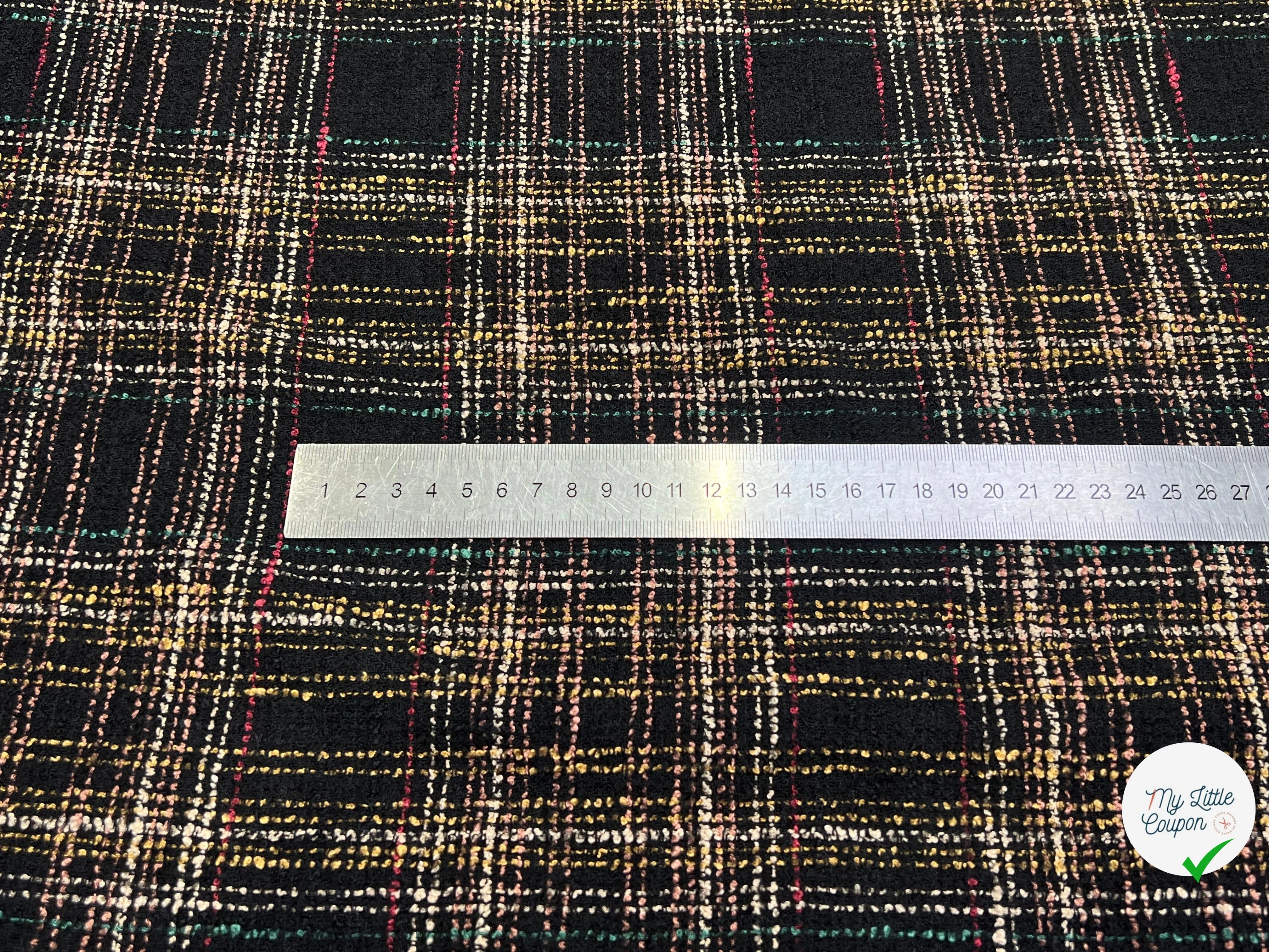 TWEED BOUCLETTE NOIR AVEC CARREAUX COLORÉS - My Little Coupon