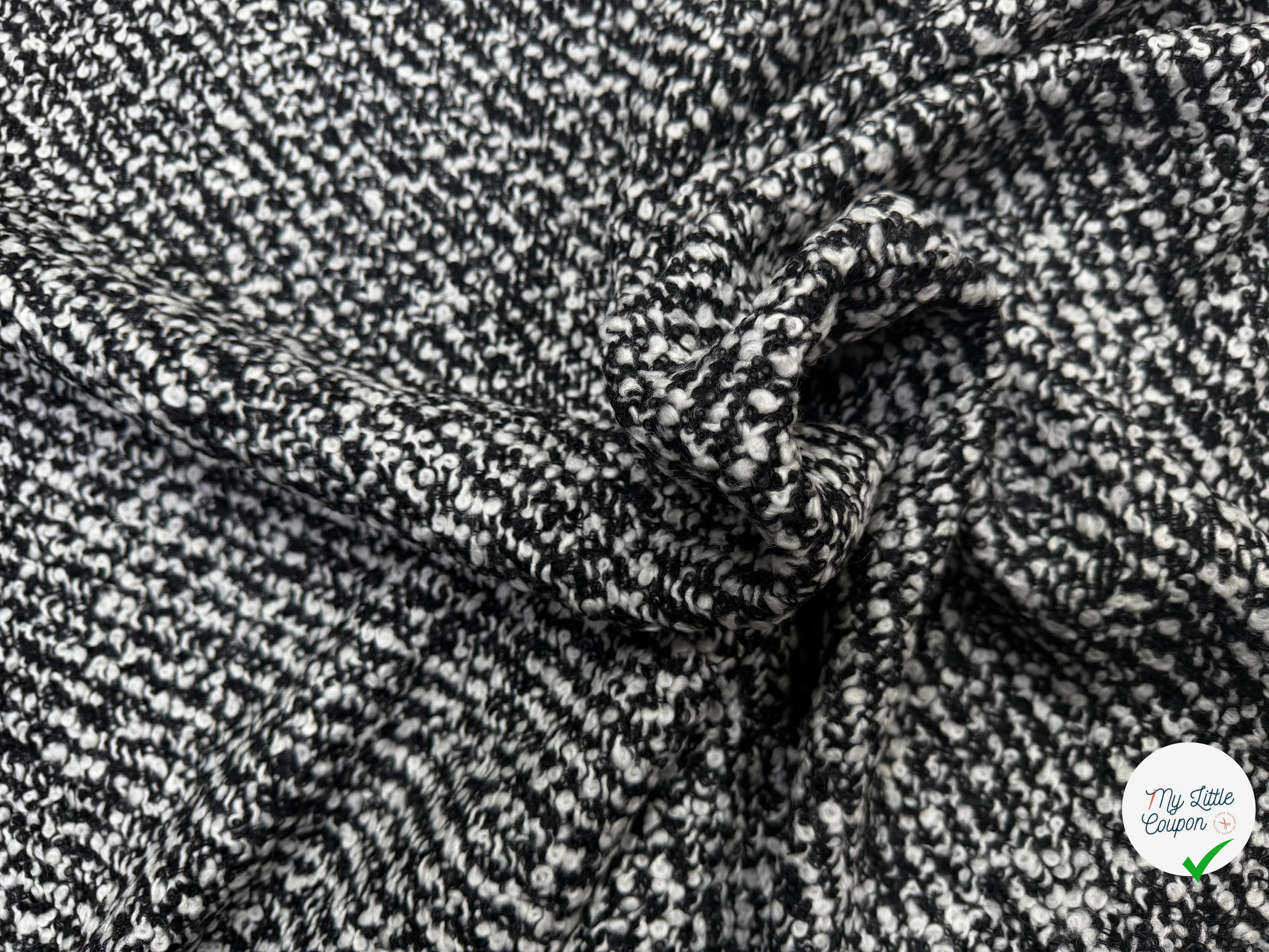 TWEED BOUCLETTE NOIR ET BLANC LAINE JAPON - My Little Coupon