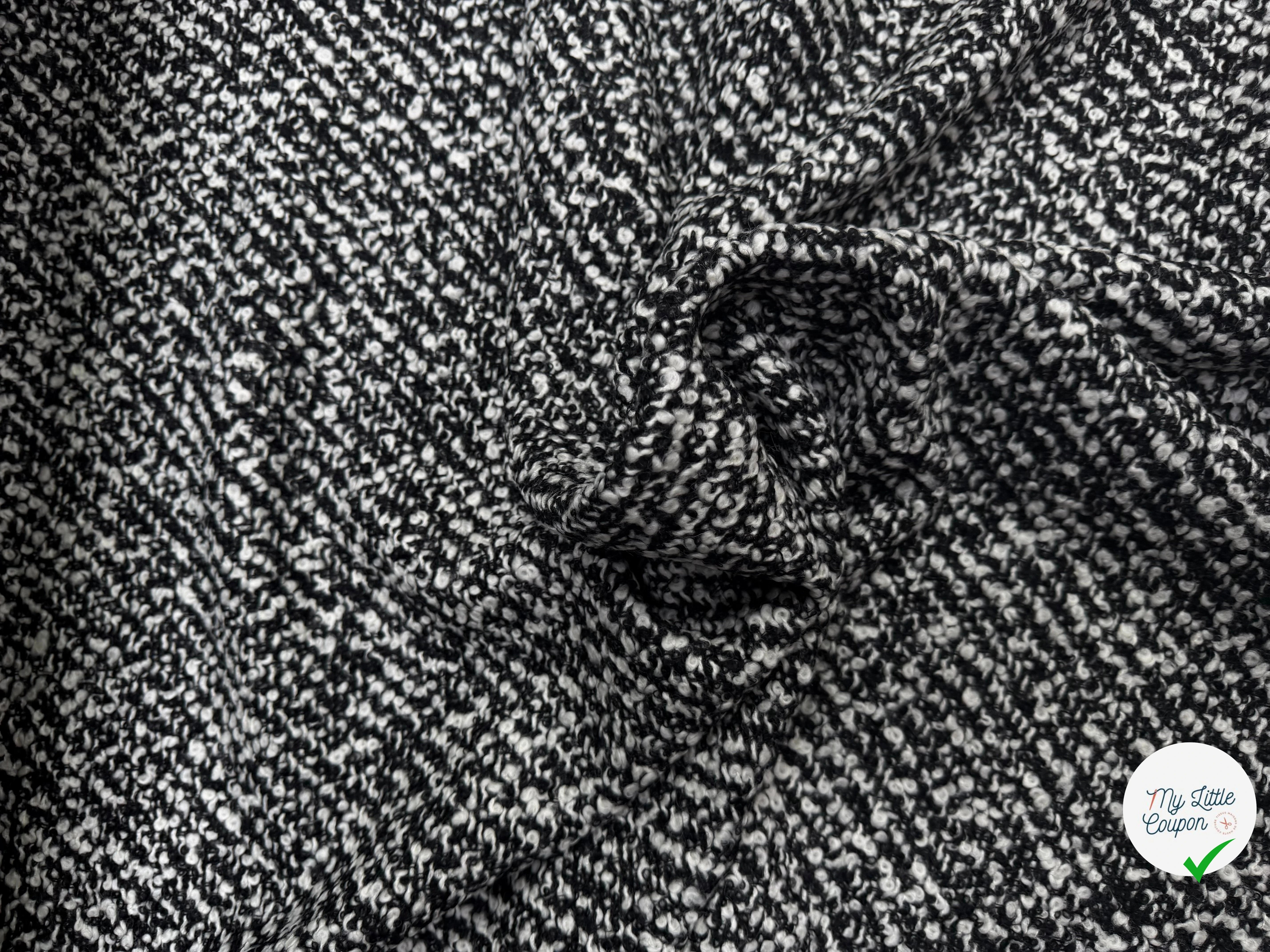 TWEED BOUCLETTE NOIR ET BLANC LAINE JAPON - My Little Coupon