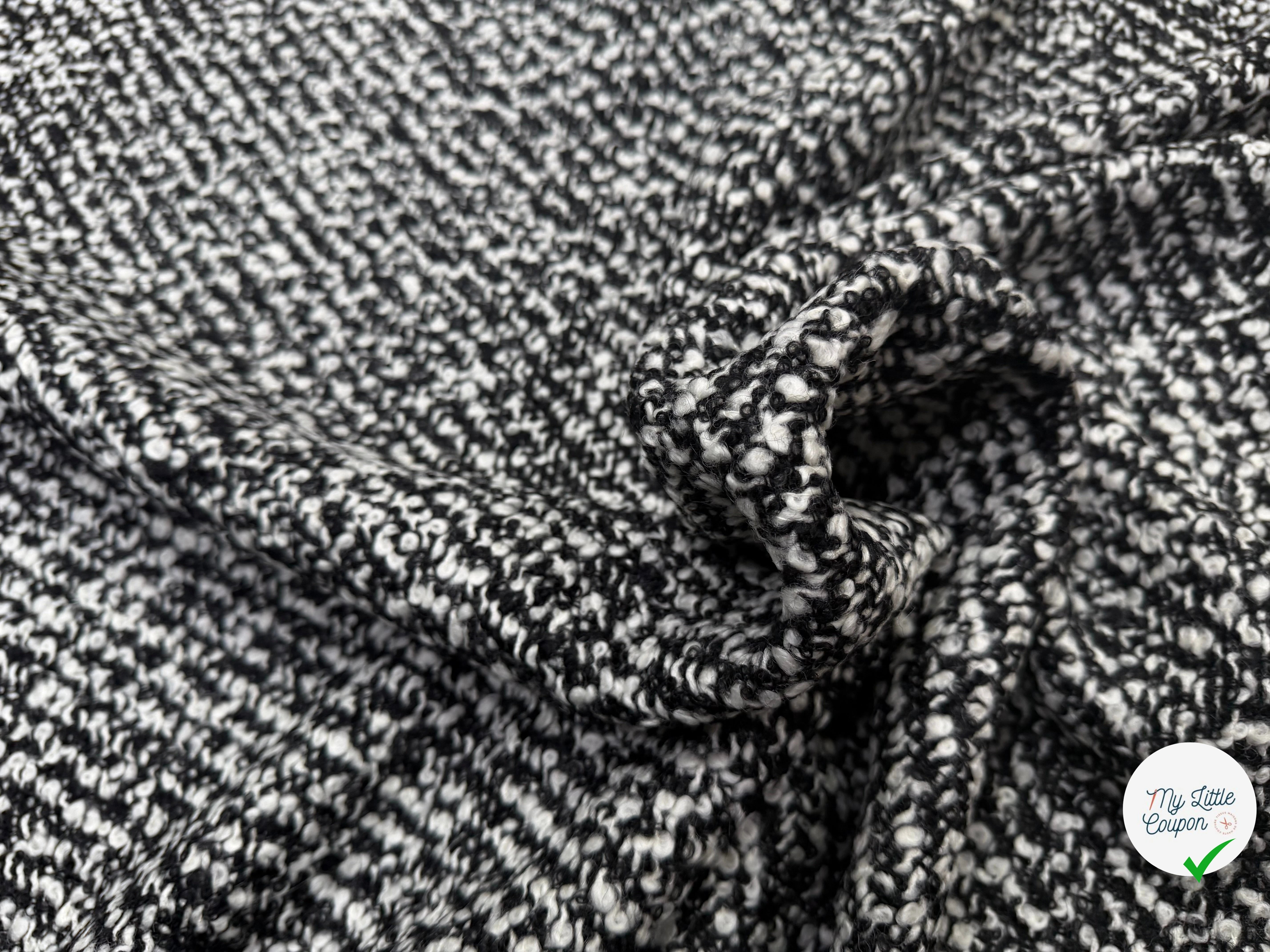 TWEED BOUCLETTE NOIR ET BLANC LAINE JAPON - My Little Coupon