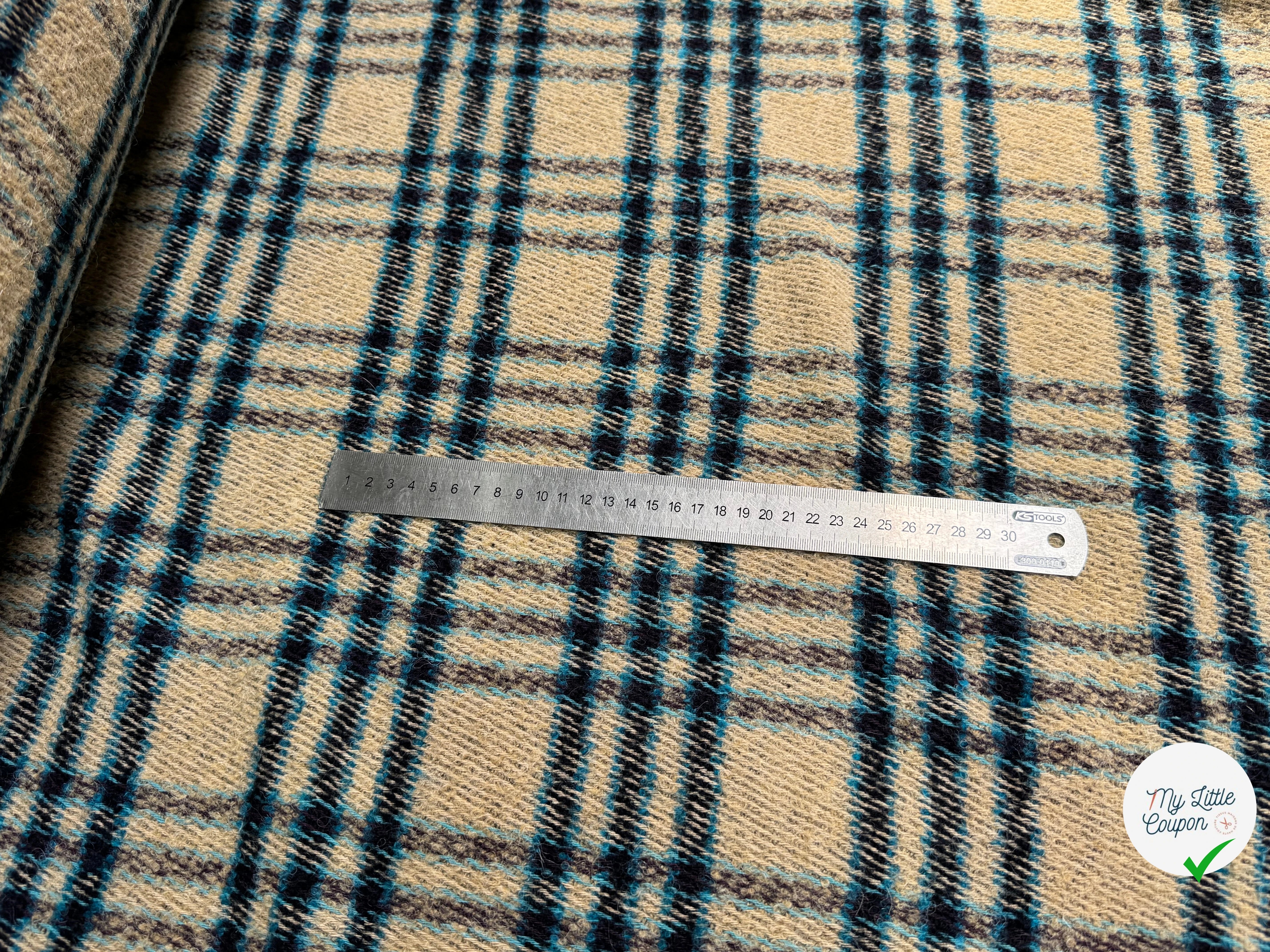 TWEED BOUCLETTE POLYLAINE SERGÉ 10% LAINE ALPAGA BEIGE - My Little Coupon