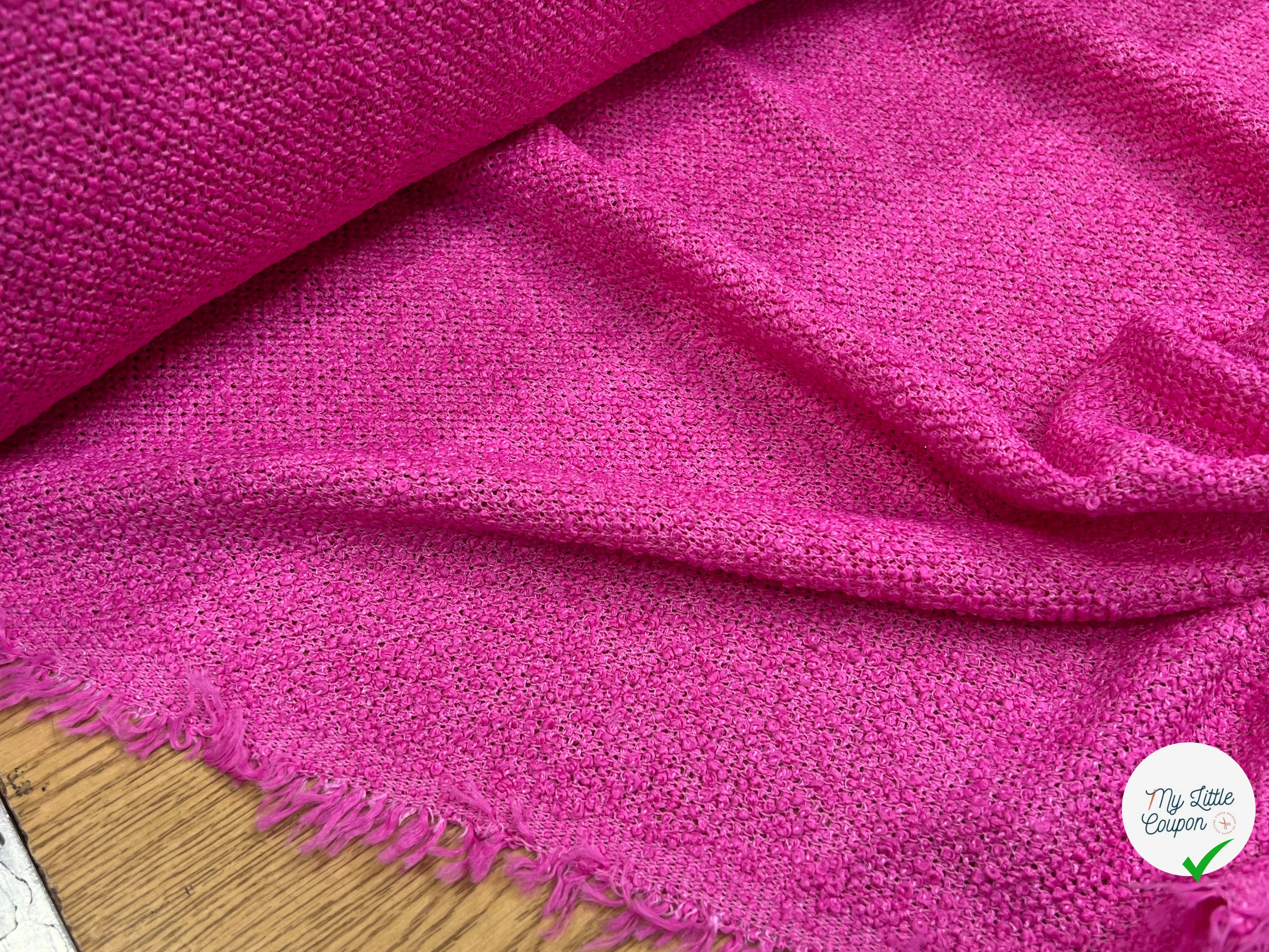 TWEED BOUCLETTE ROSE 100% COTON - My Little Coupon