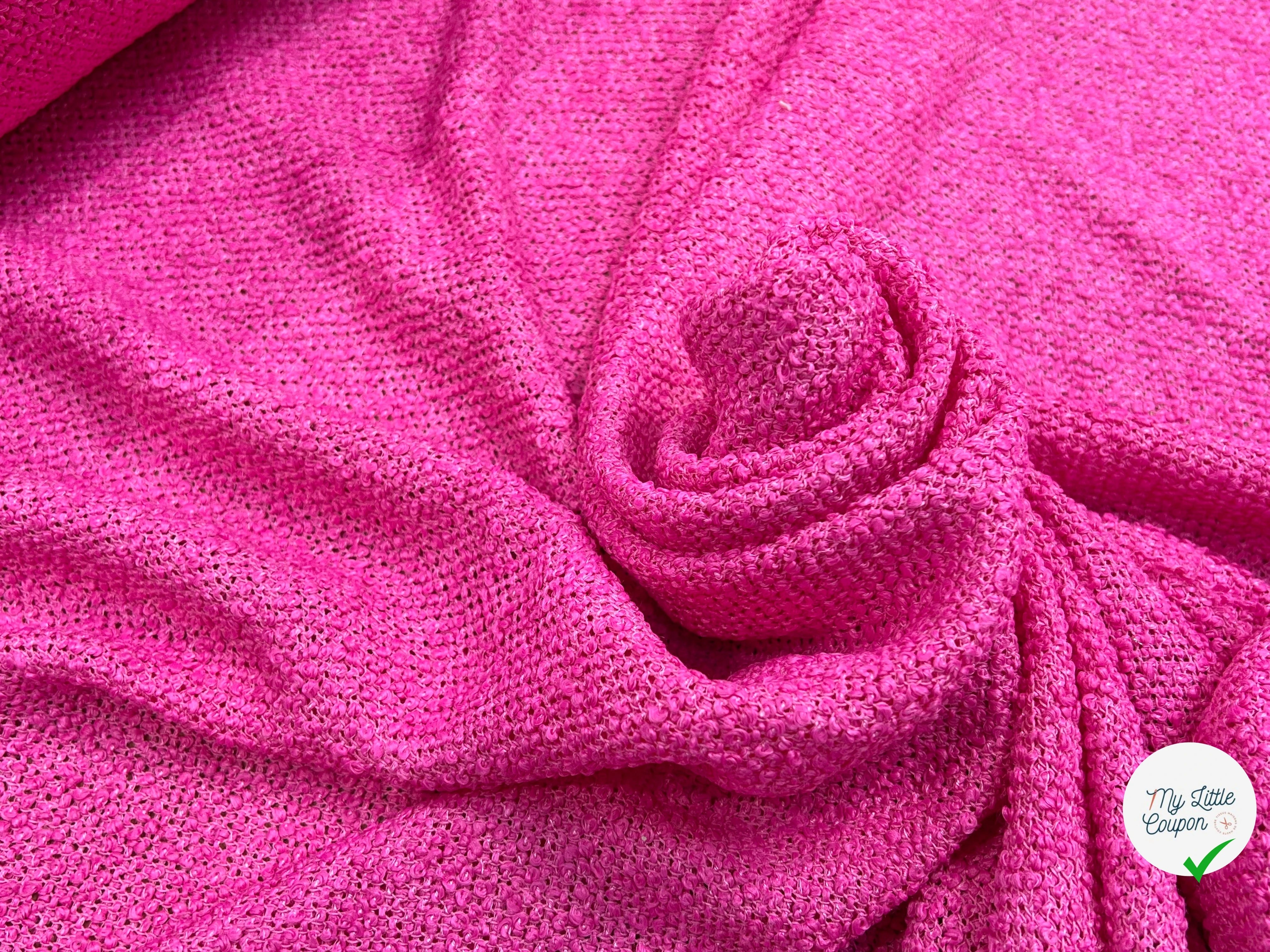 TWEED BOUCLETTE ROSE 100% COTON - My Little Coupon