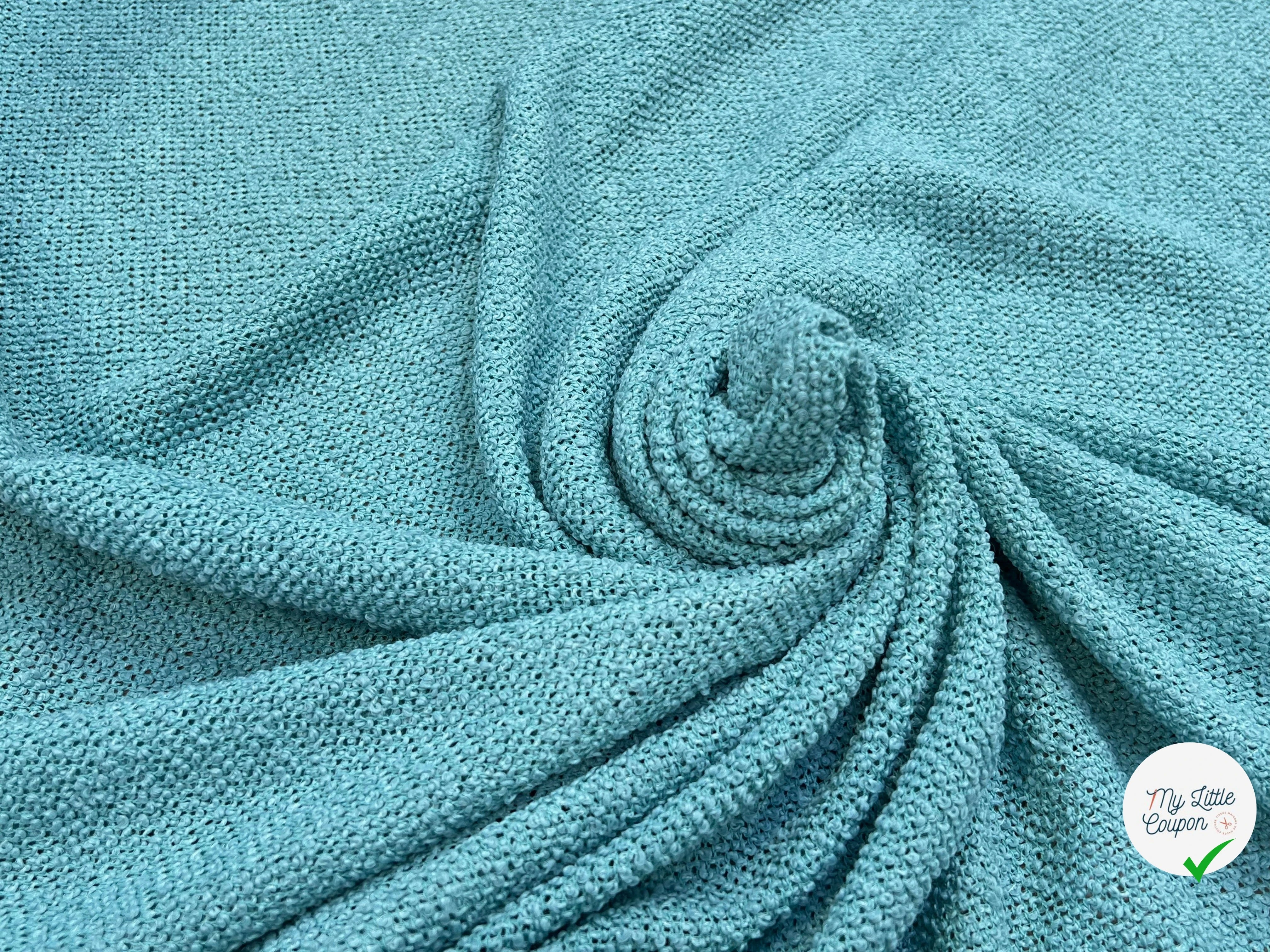 TWEED BOUCLETTE  TURQUOISE 100% COTON - My Little Coupon