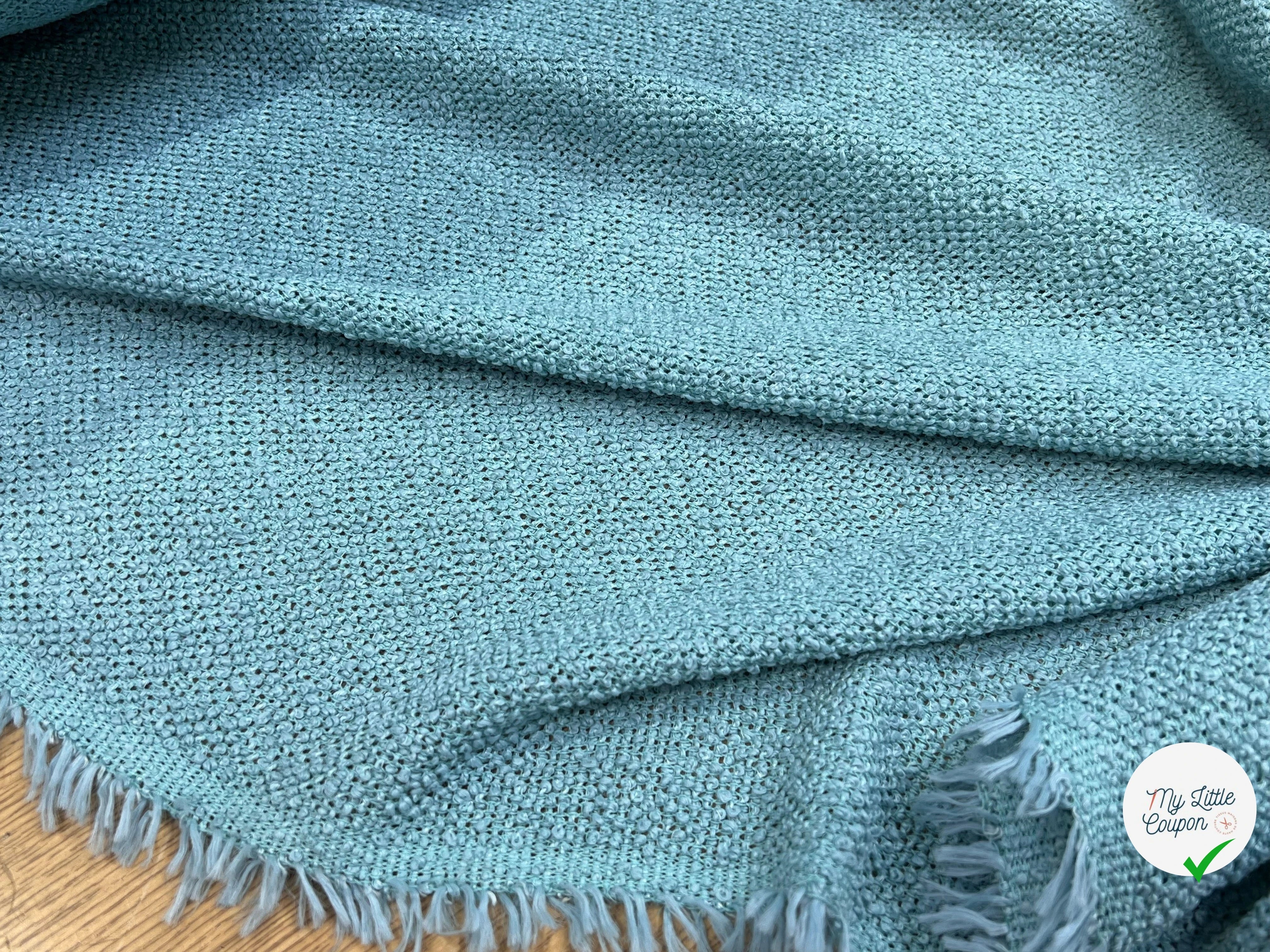 TWEED BOUCLETTE  TURQUOISE 100% COTON - My Little Coupon