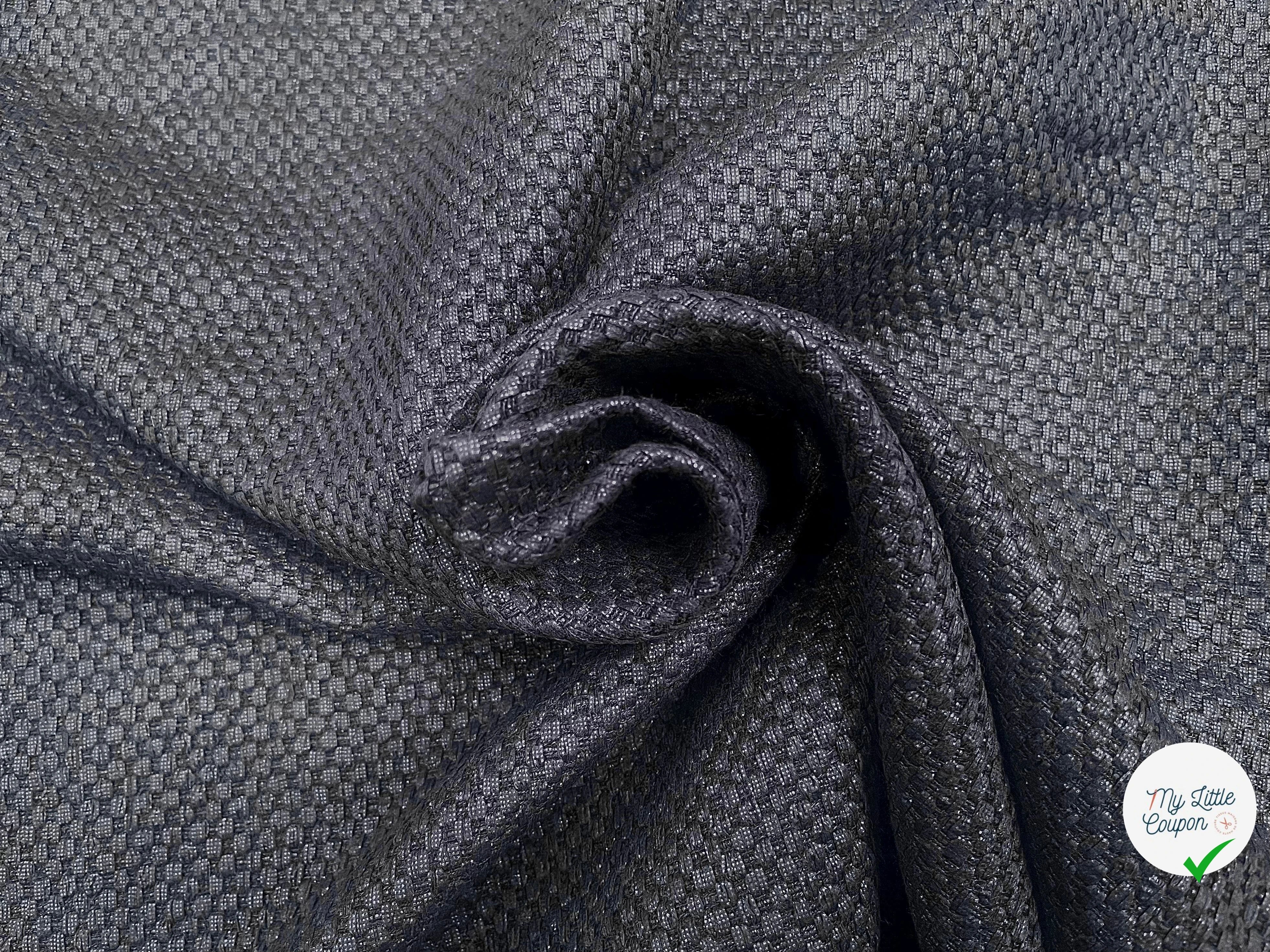 TWEED CANEVAS POLYCOTON MI SAISON NAVY PRESQUE NOIR - My Little Coupon