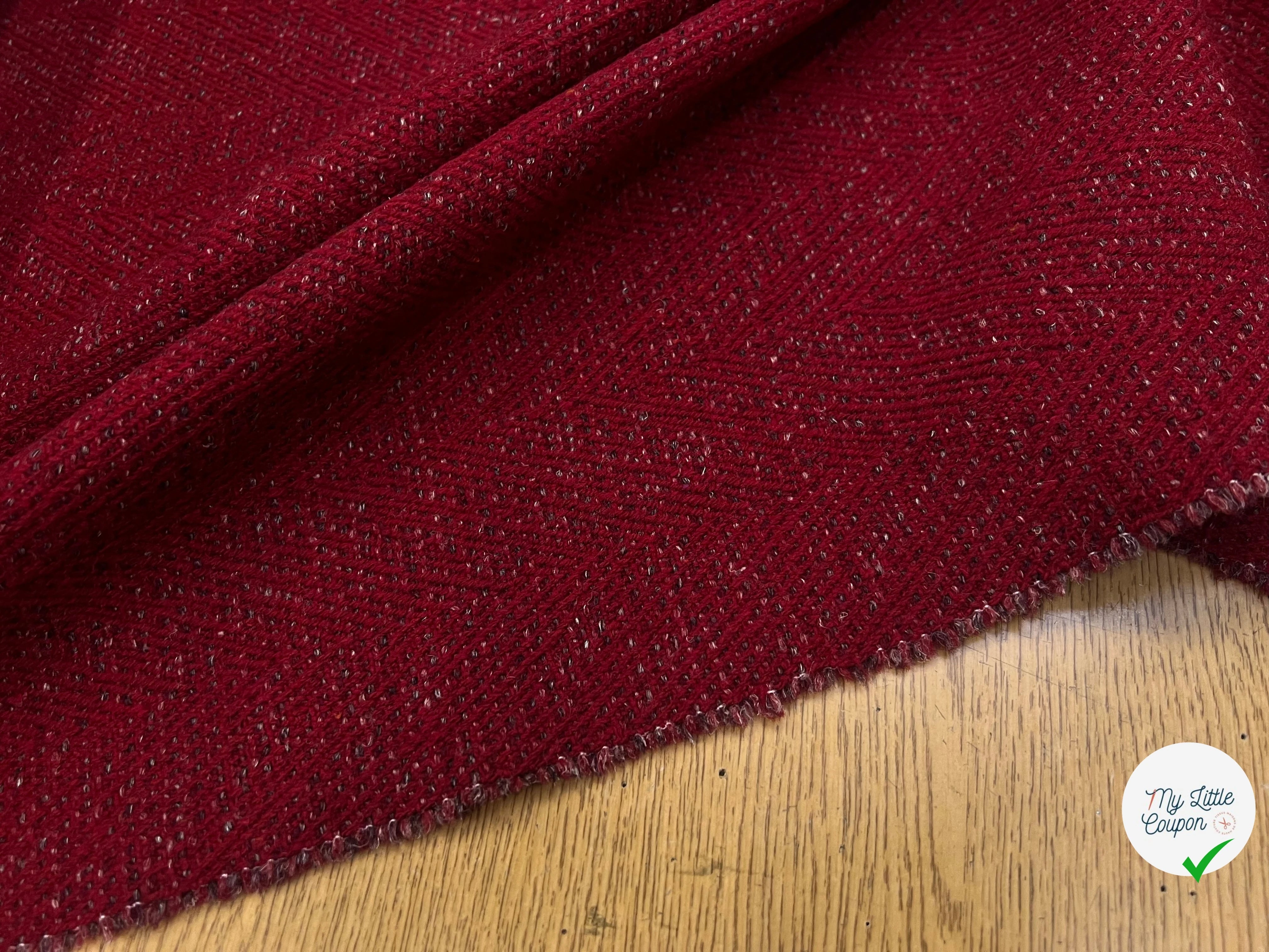 TWEED CHEVRON ROUGE CHIC 100% LAINE - My Little Coupon