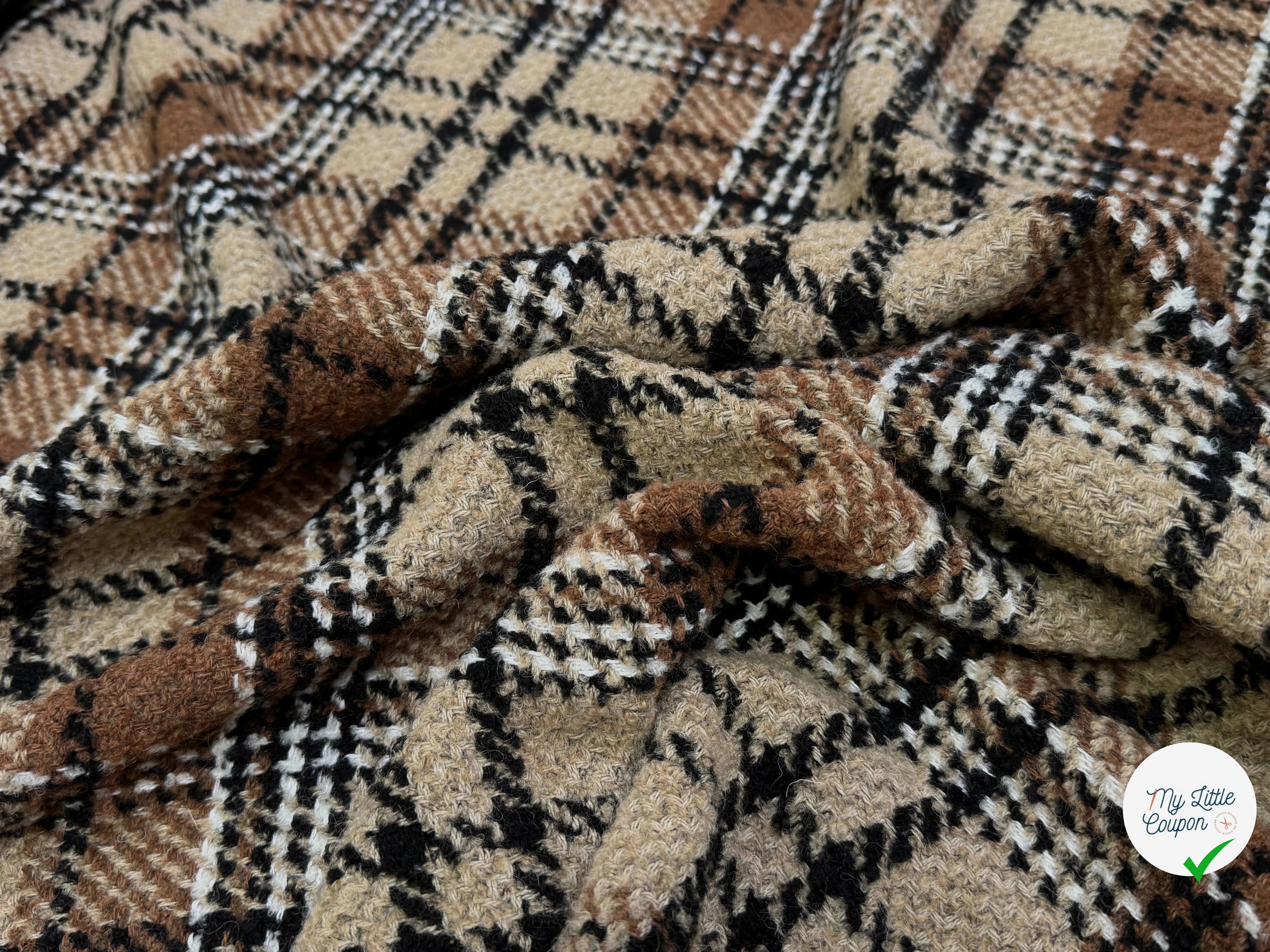 TWEED CHIC À CARREAUX ÉCOSSAIS CAMEL ET BEURRE SALÉ - My Little Coupon