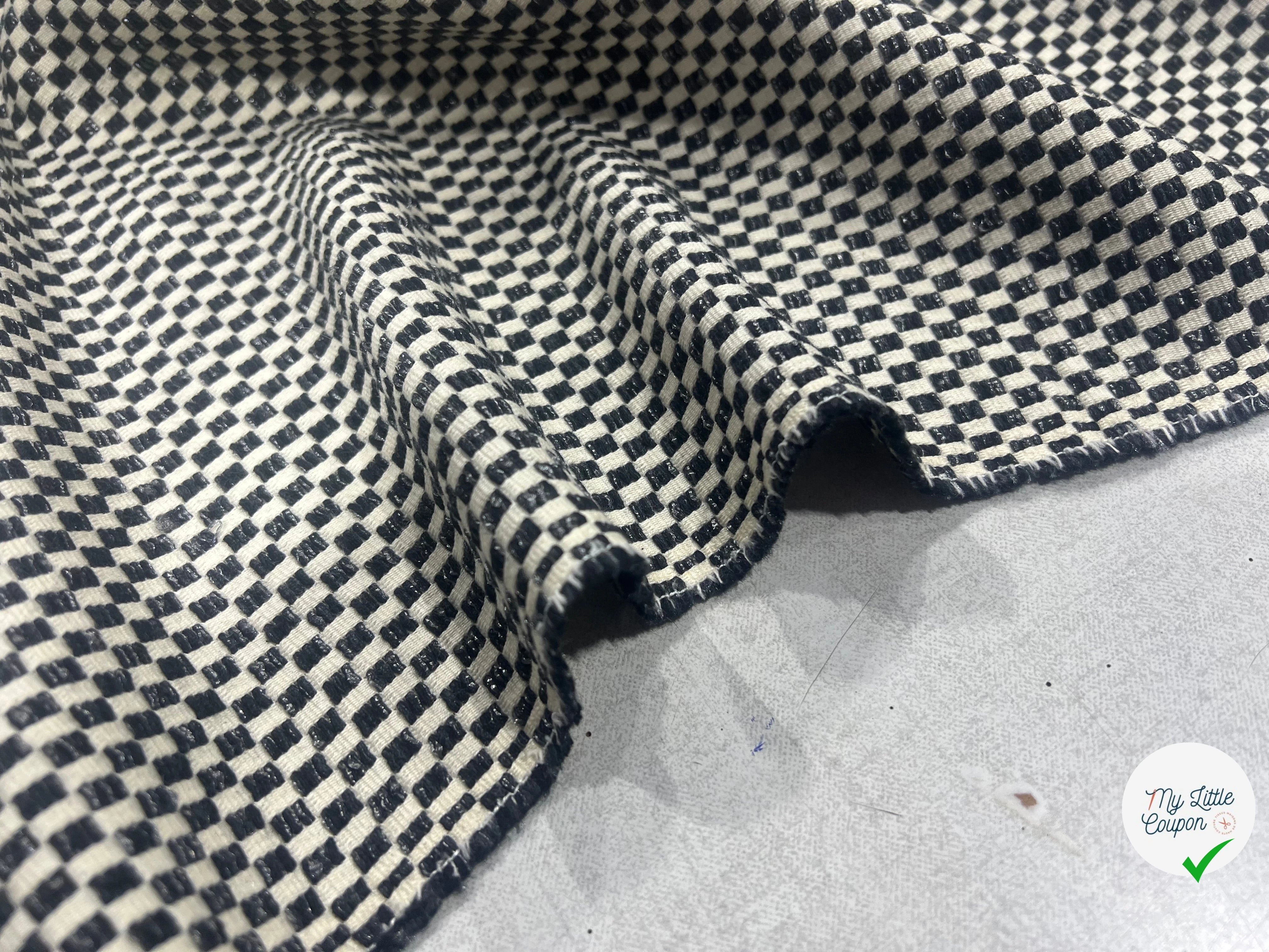 TWEED COTON CARREAUX BLANC & NOIR - My Little Coupon