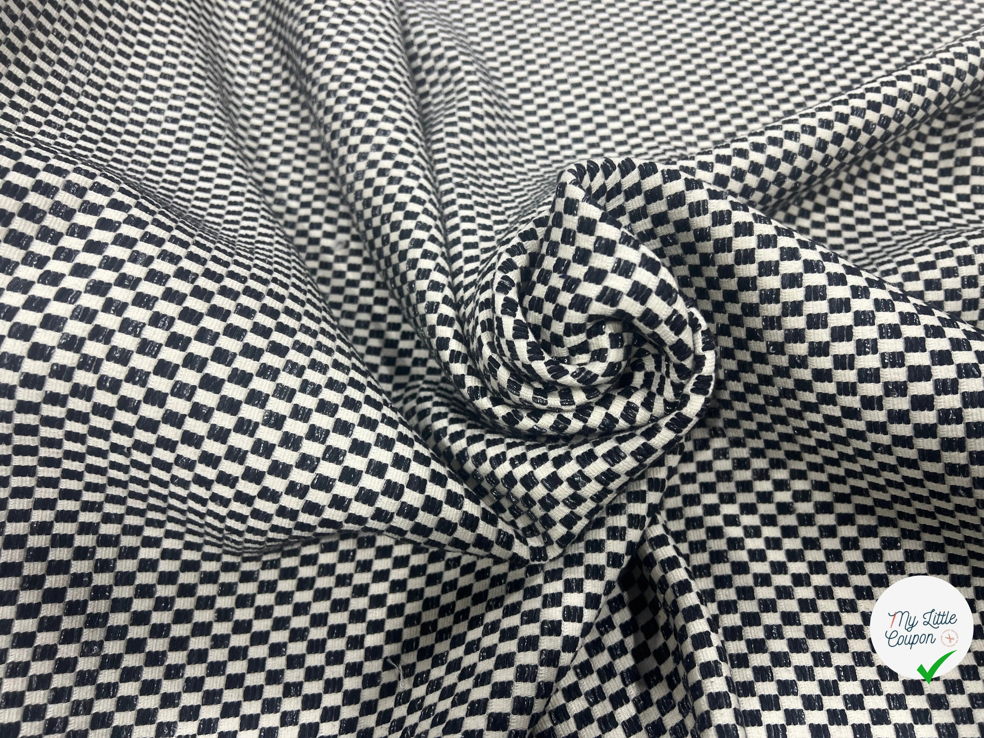 TWEED COTON CARREAUX BLANC & NOIR - My Little Coupon