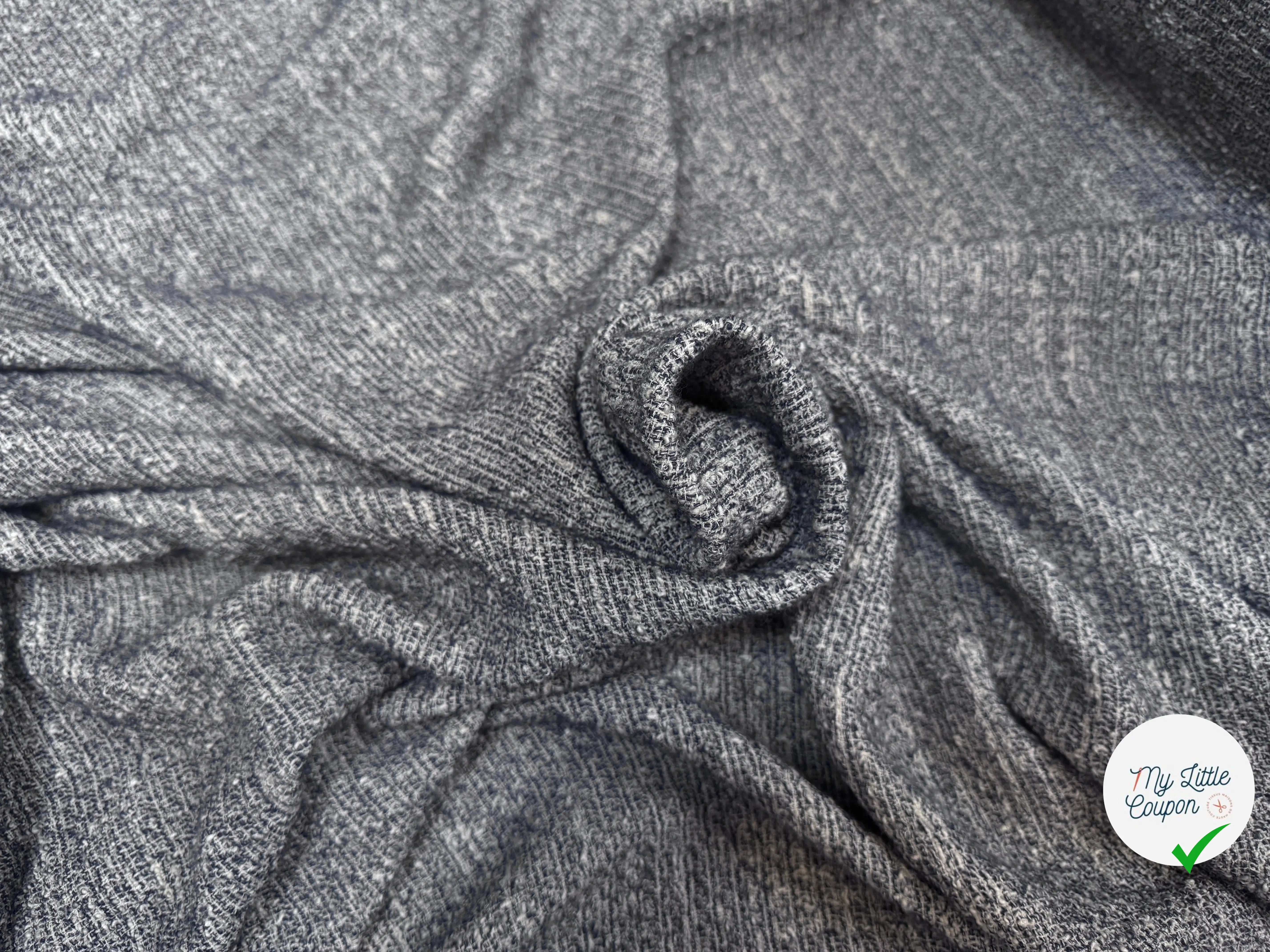 TWEED COTON FABRICATION ITALIE BLEU - My Little Coupon