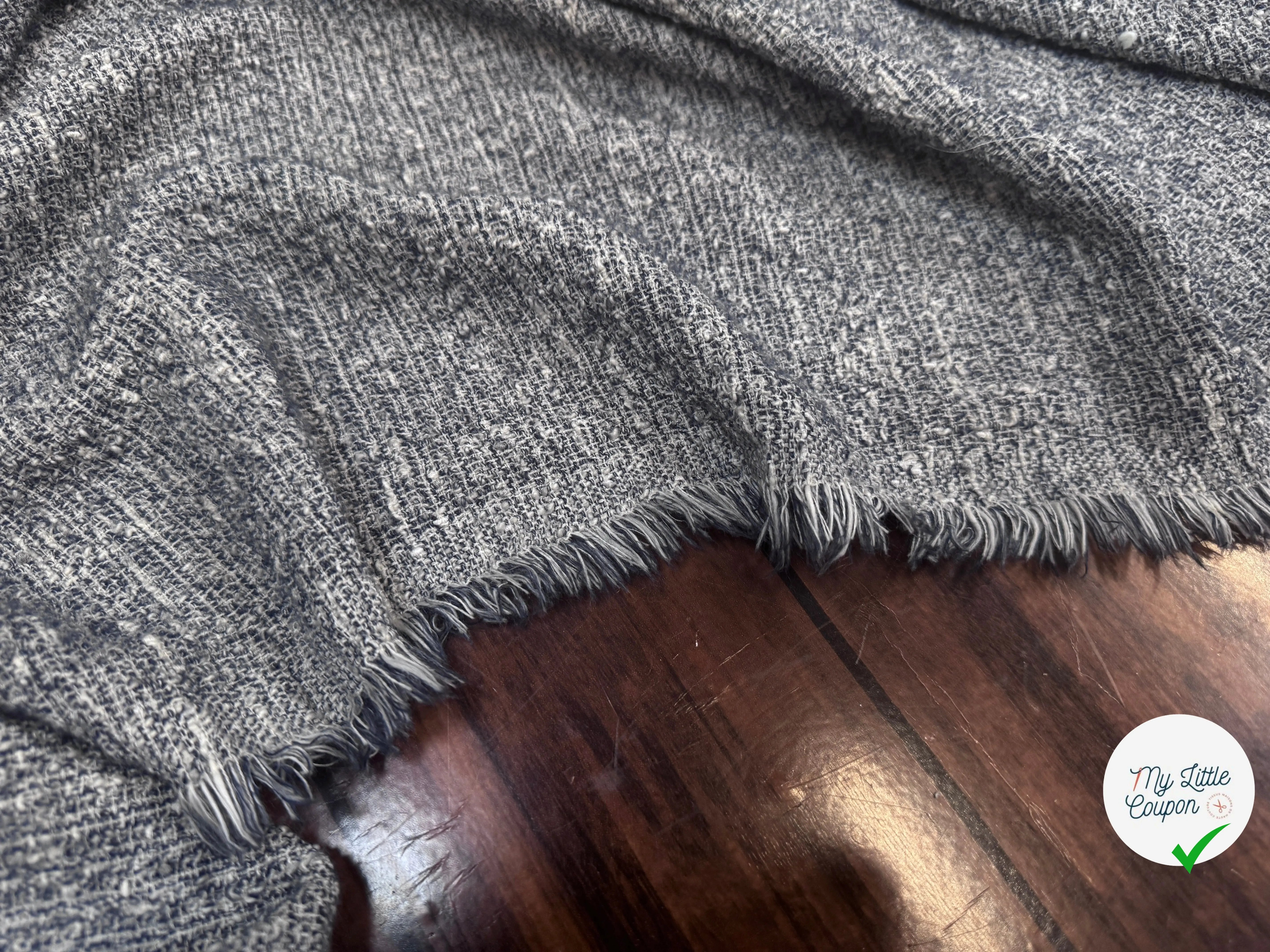 TWEED COTON FABRICATION ITALIE BLEU - My Little Coupon