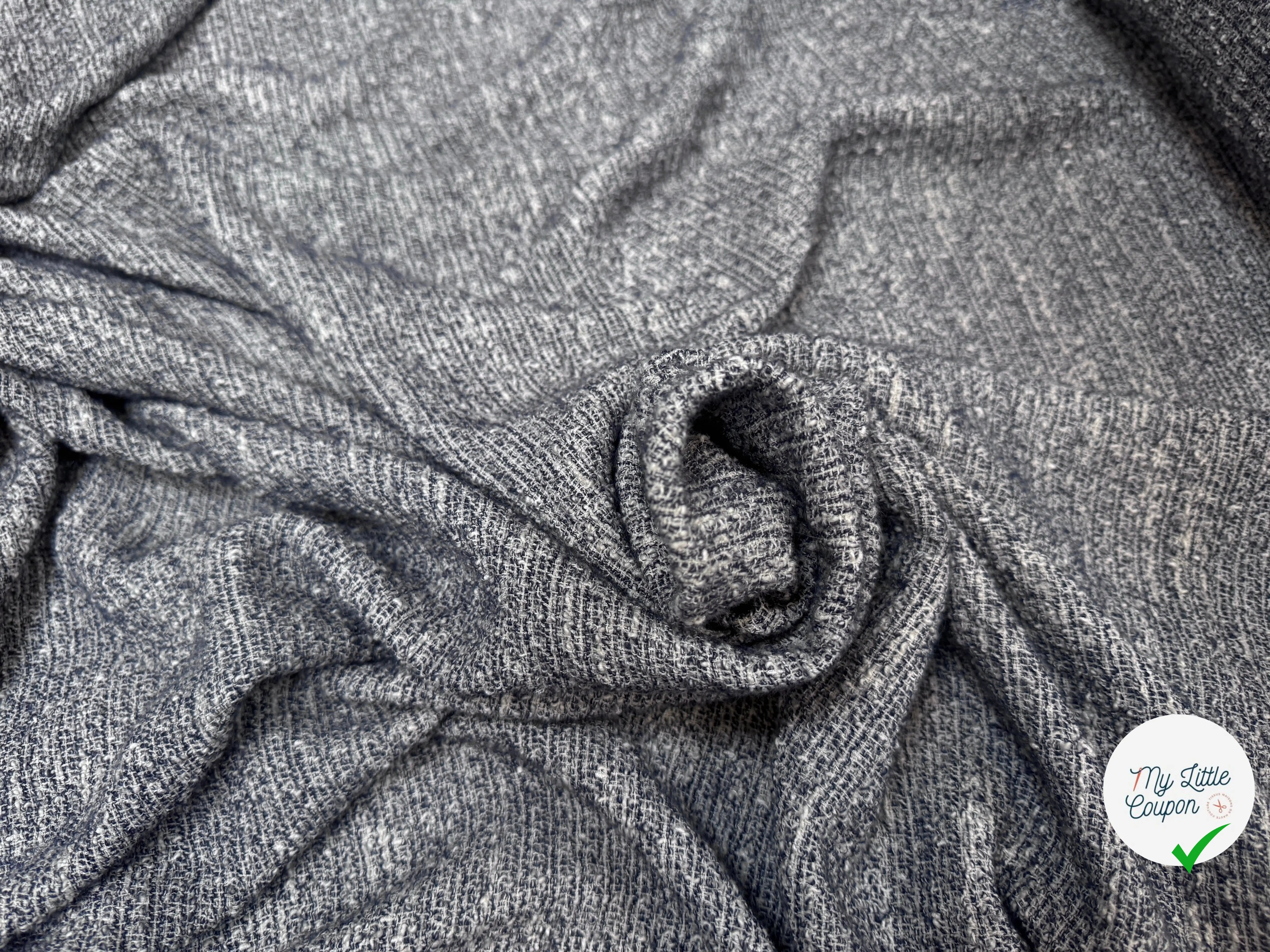 TWEED COTON FABRICATION ITALIE BLEU - My Little Coupon