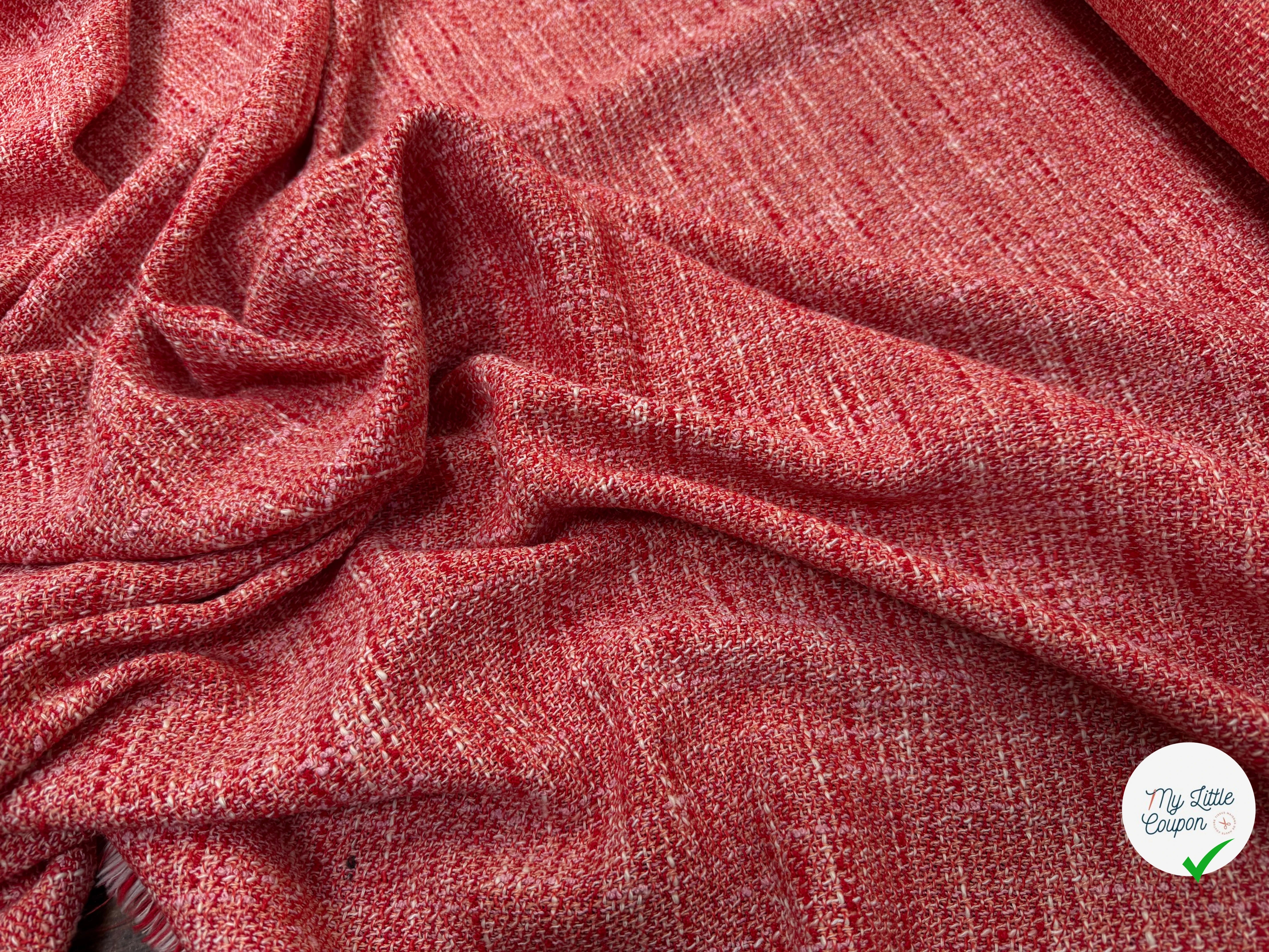 TWEED COTON ROUGE MI SAISON - My Little Coupon