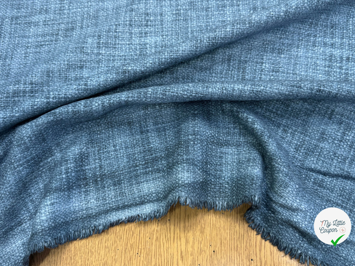 TWEED DE COTON CAMPAGNE BLEU MATIÈRE NATURELLE 100% COTON - My Little Coupon