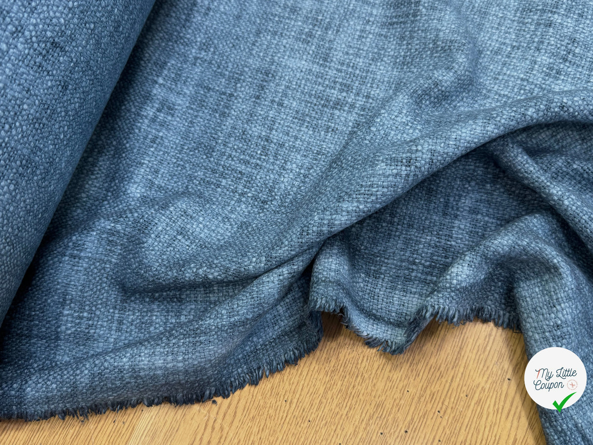 TWEED DE COTON CAMPAGNE BLEU MATIÈRE NATURELLE 100% COTON - My Little Coupon