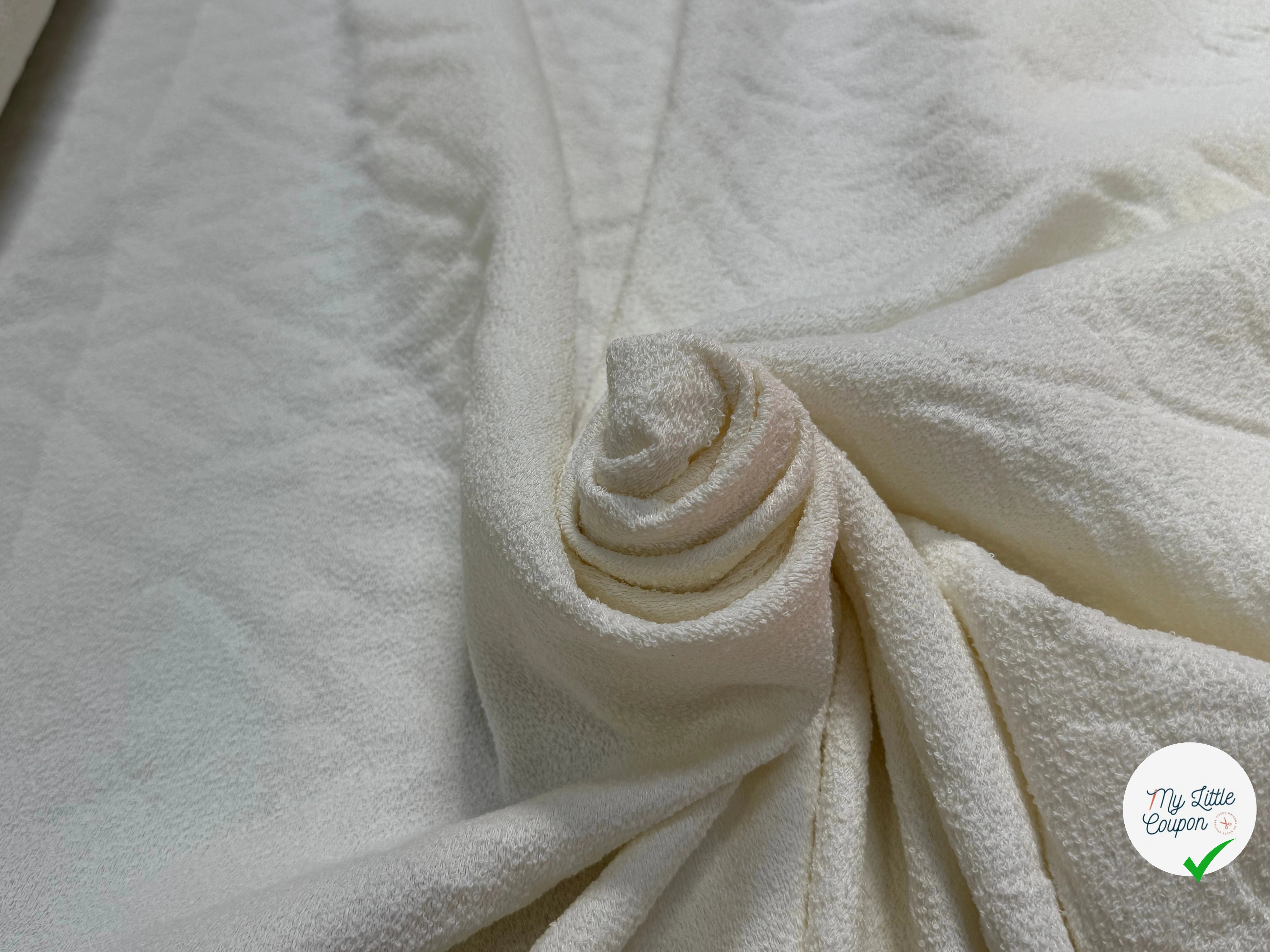 TWEED DE COTON MI-SAISON ASPECT ÉPONGE BLANC - My Little Coupon