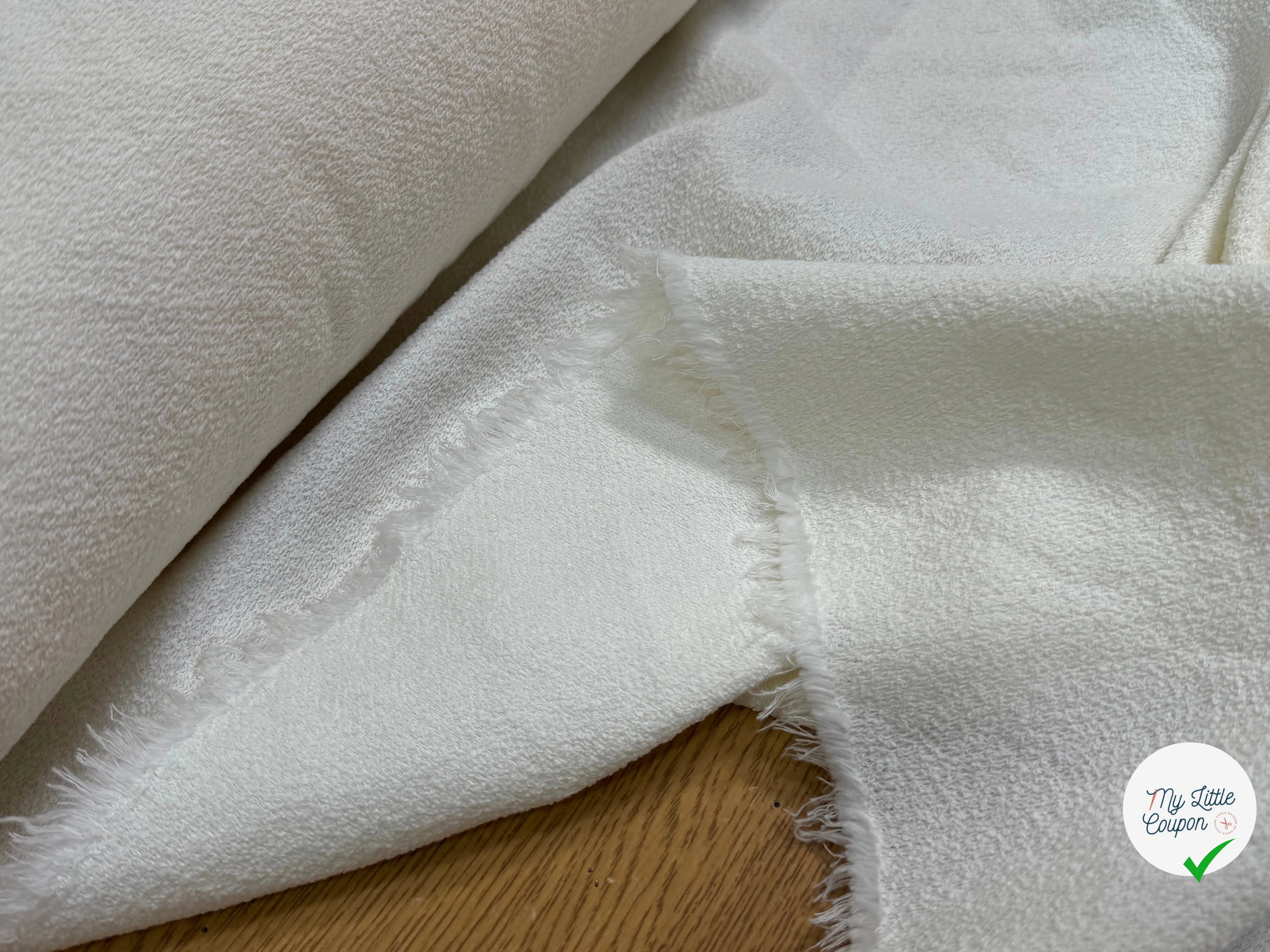TWEED DE COTON MI-SAISON ASPECT ÉPONGE BLANC - My Little Coupon