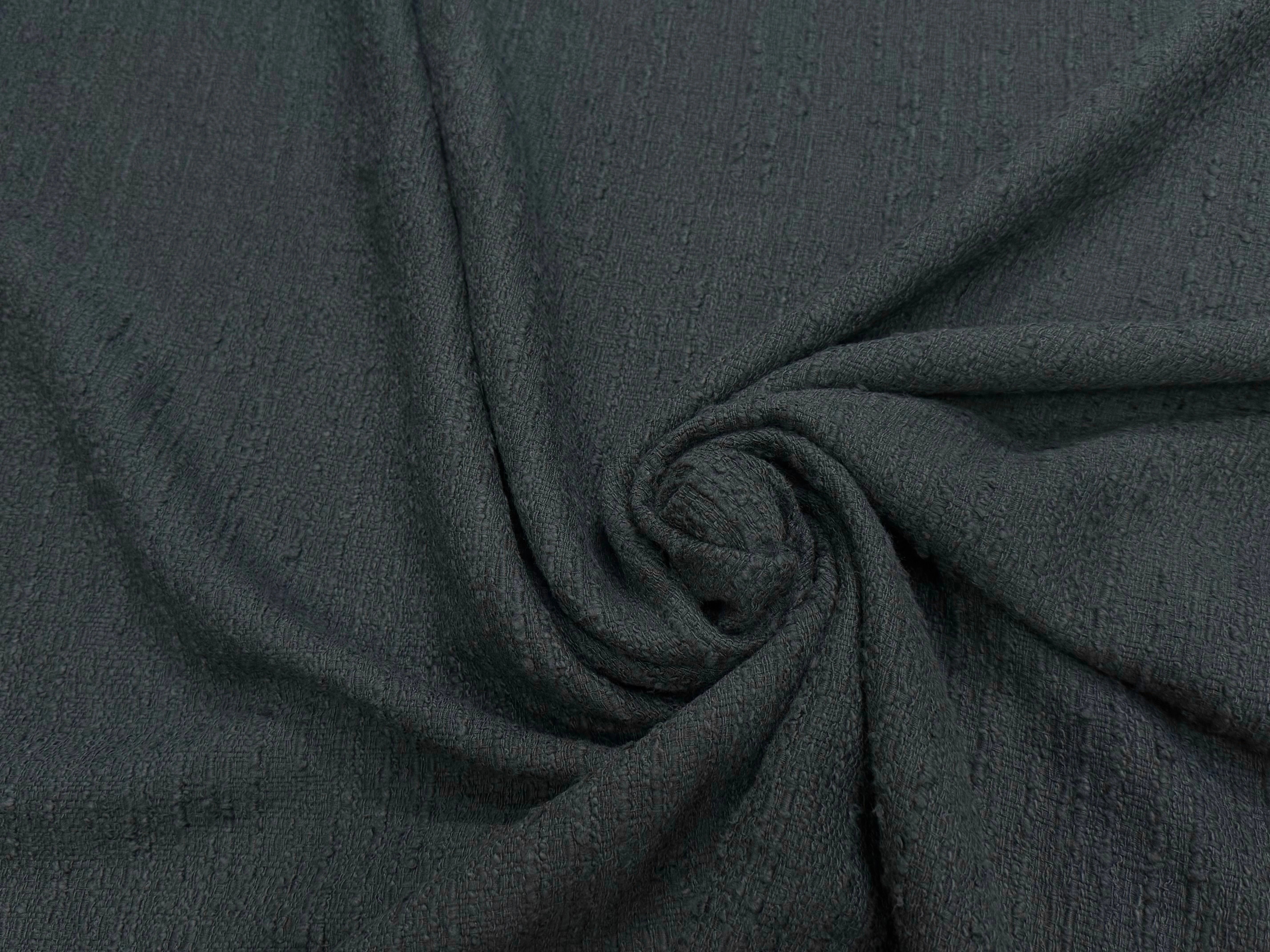 Tissu tweed de coton mi-saison noir - vue de la matière