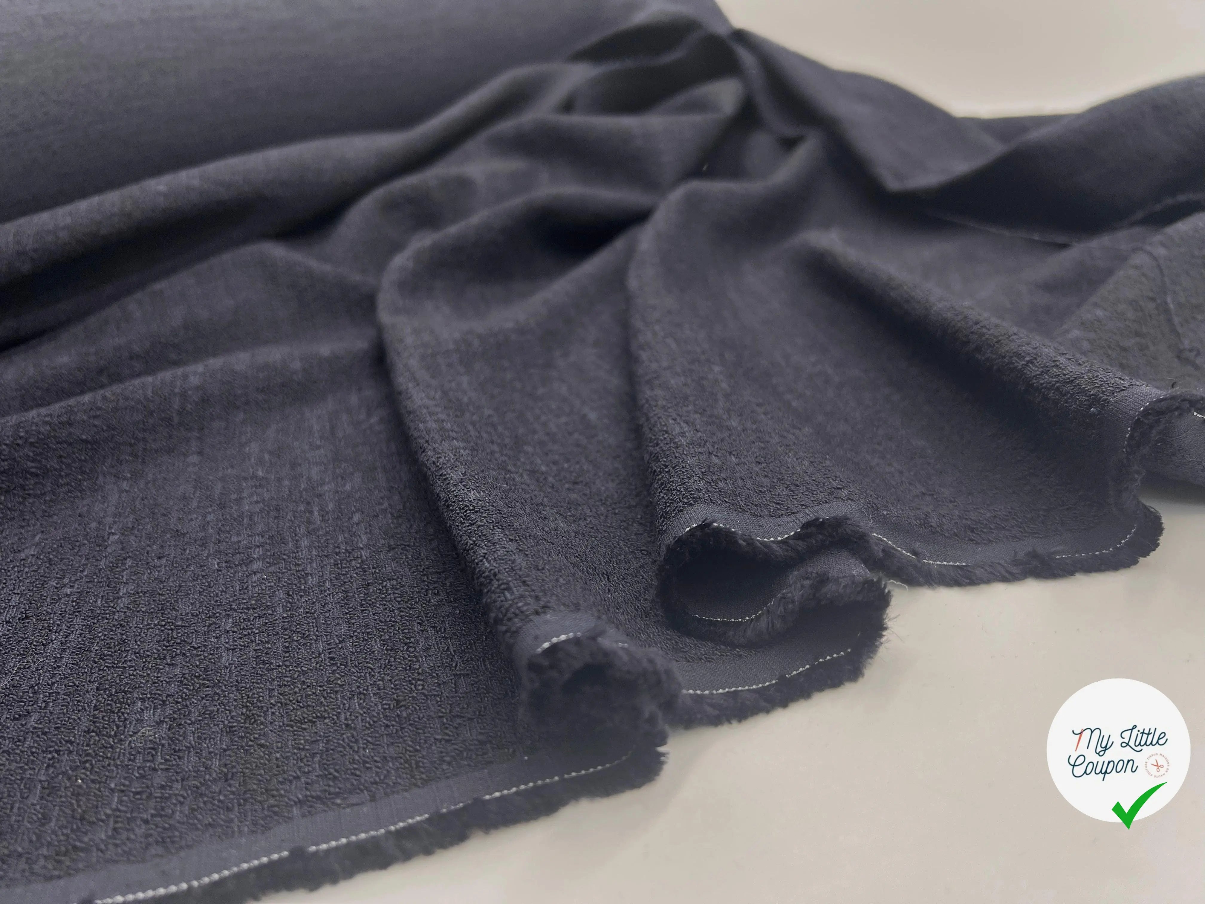 TWEED DE COTON STRETCH NAVY BLUE - My Little Coupon - tissu - coudre