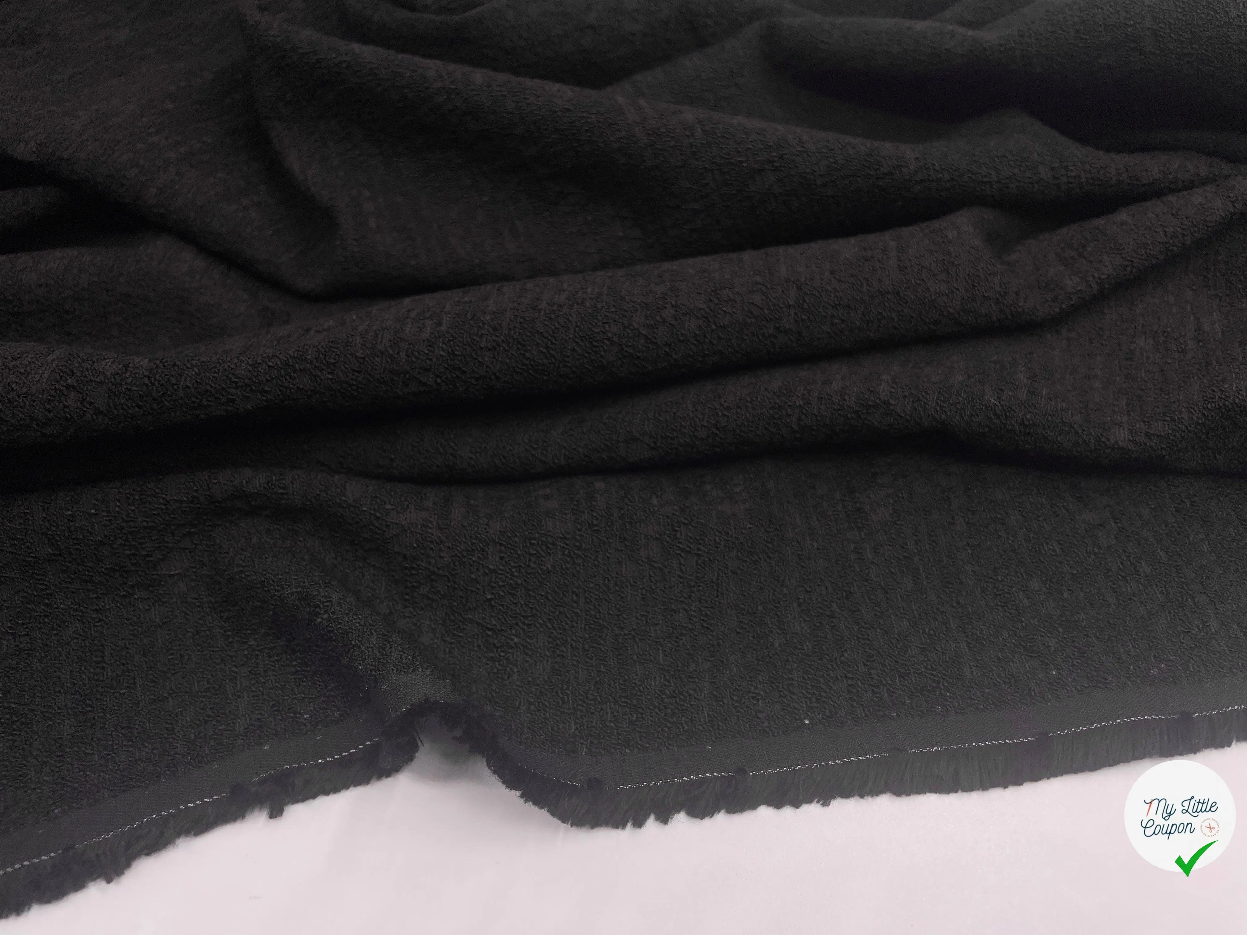 TWEED DE COTON STRETCH NOIR - My Little Coupon - tissu - coudre