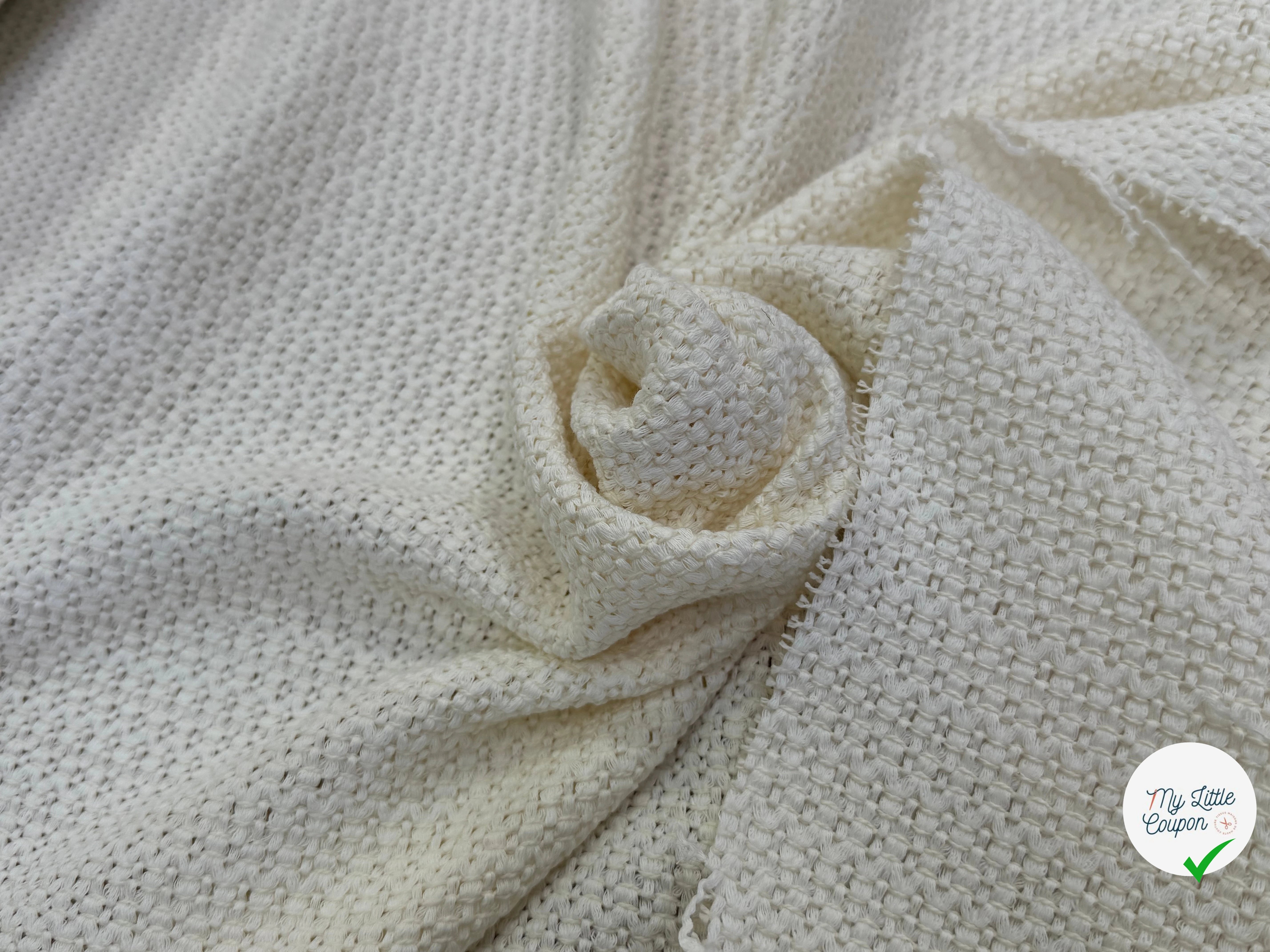 TWEED DE COTON TISSÉ PRESTIGE ULTRA BEAU BLANC CASSÉ - My Little Coupon
