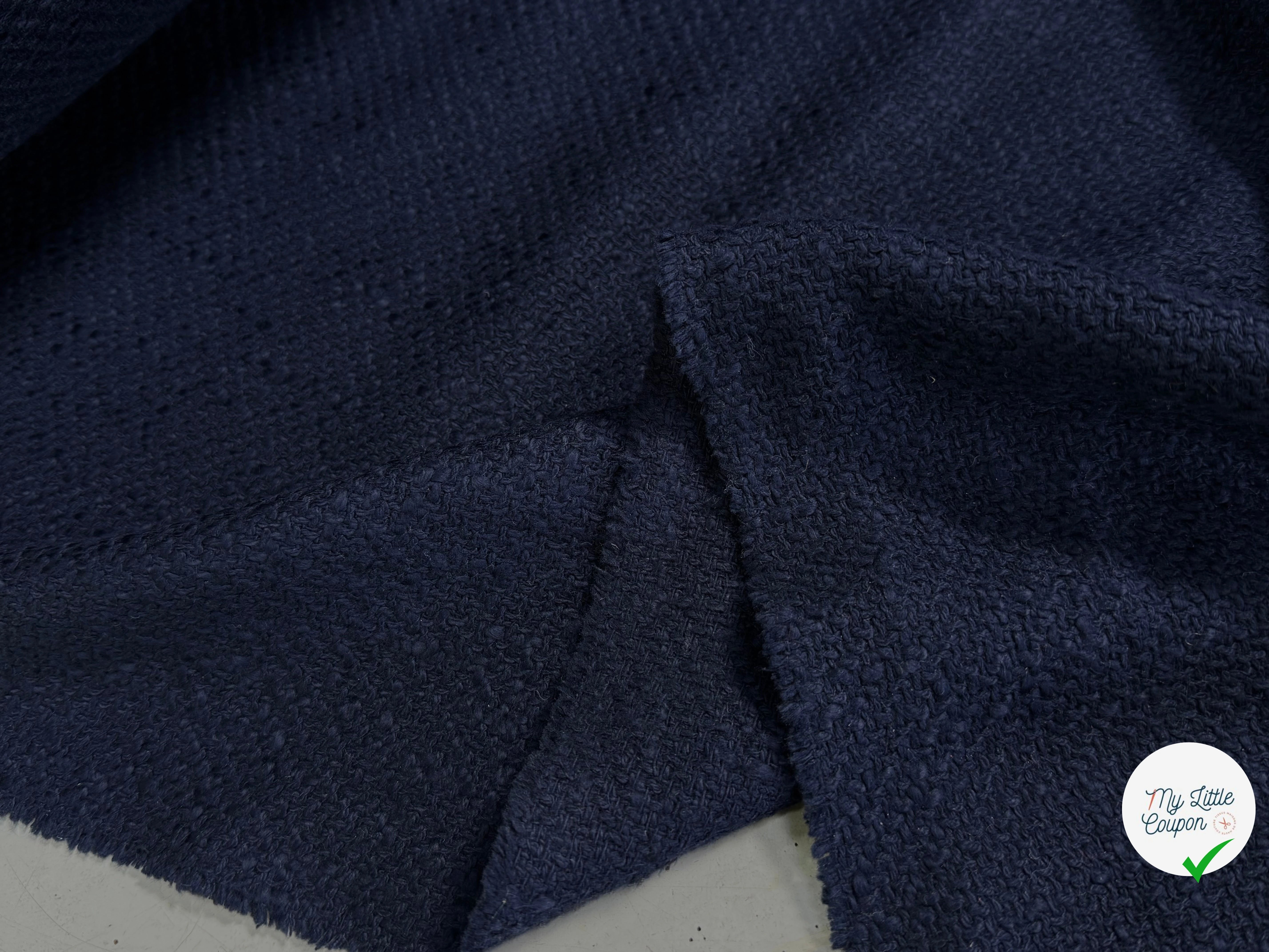 TWEED DE COTON TRÈS BEAU BLEU MARRINE - My Little Coupon
