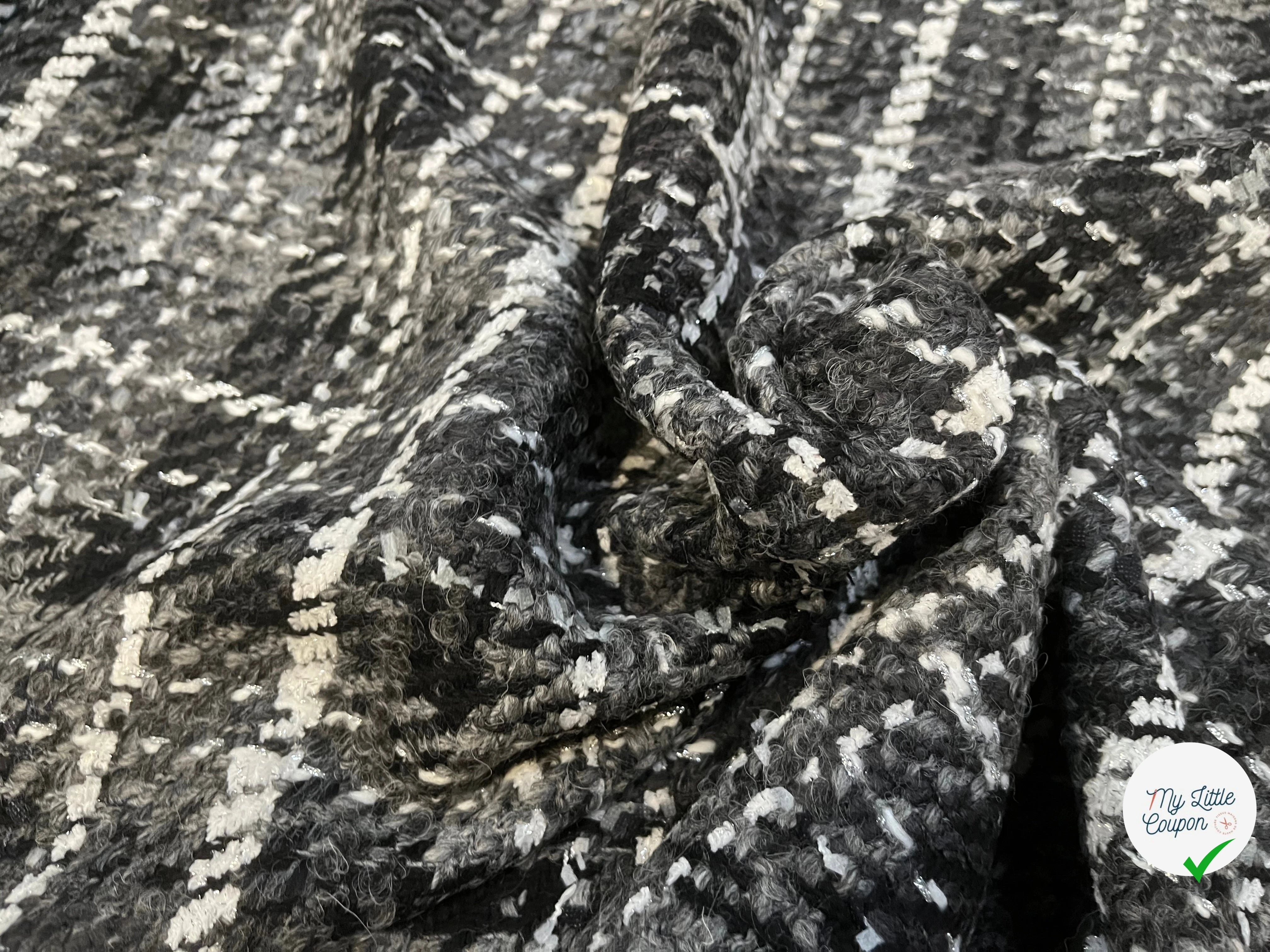 TWEED DE LAINE GRIS À CARREAUX BLANC ET NOIR PRESTIGE FRANCE - My Little Coupon