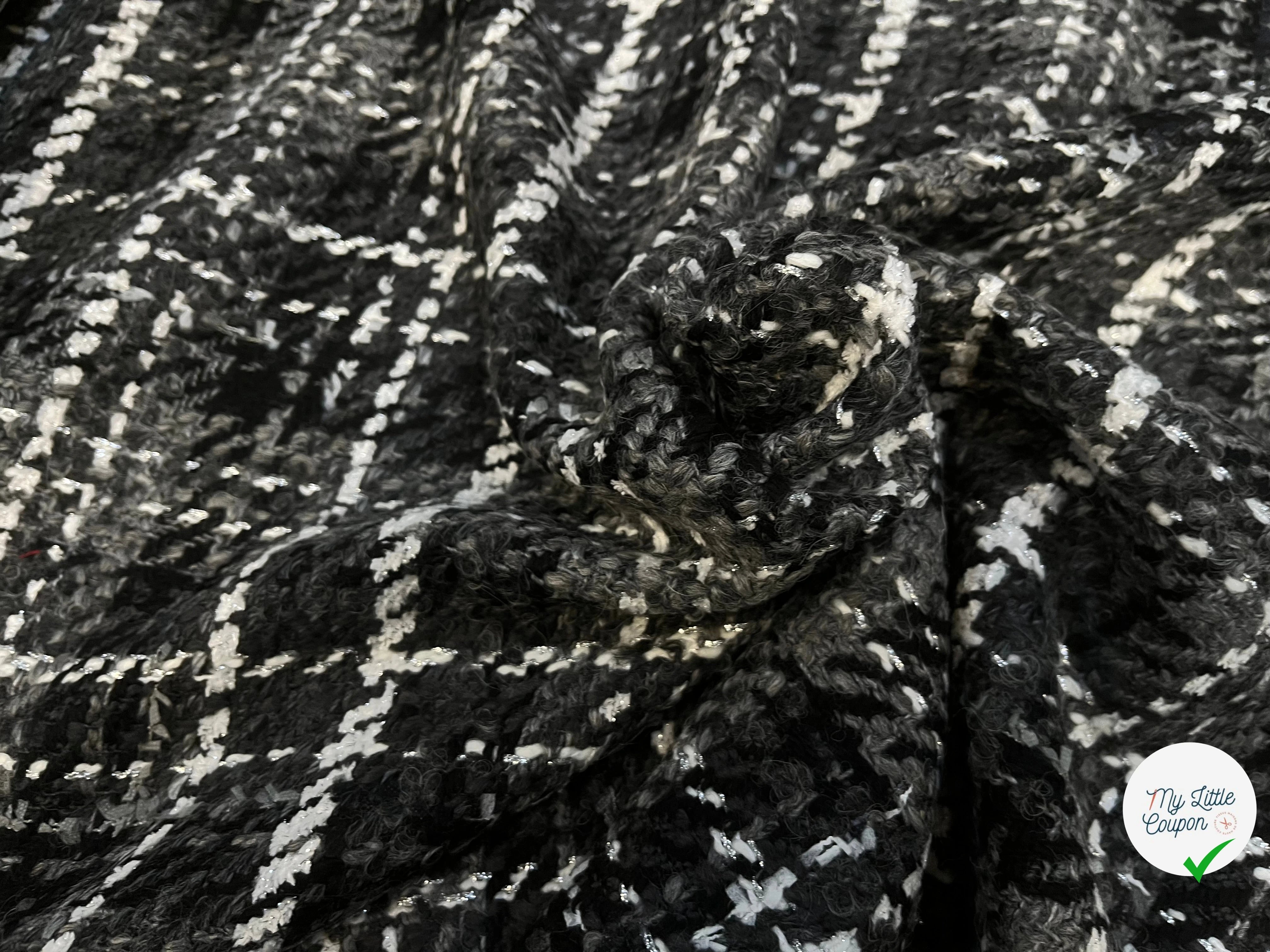 TWEED DE LAINE GRIS À CARREAUX BLANC ET NOIR PRESTIGE FRANCE - My Little Coupon