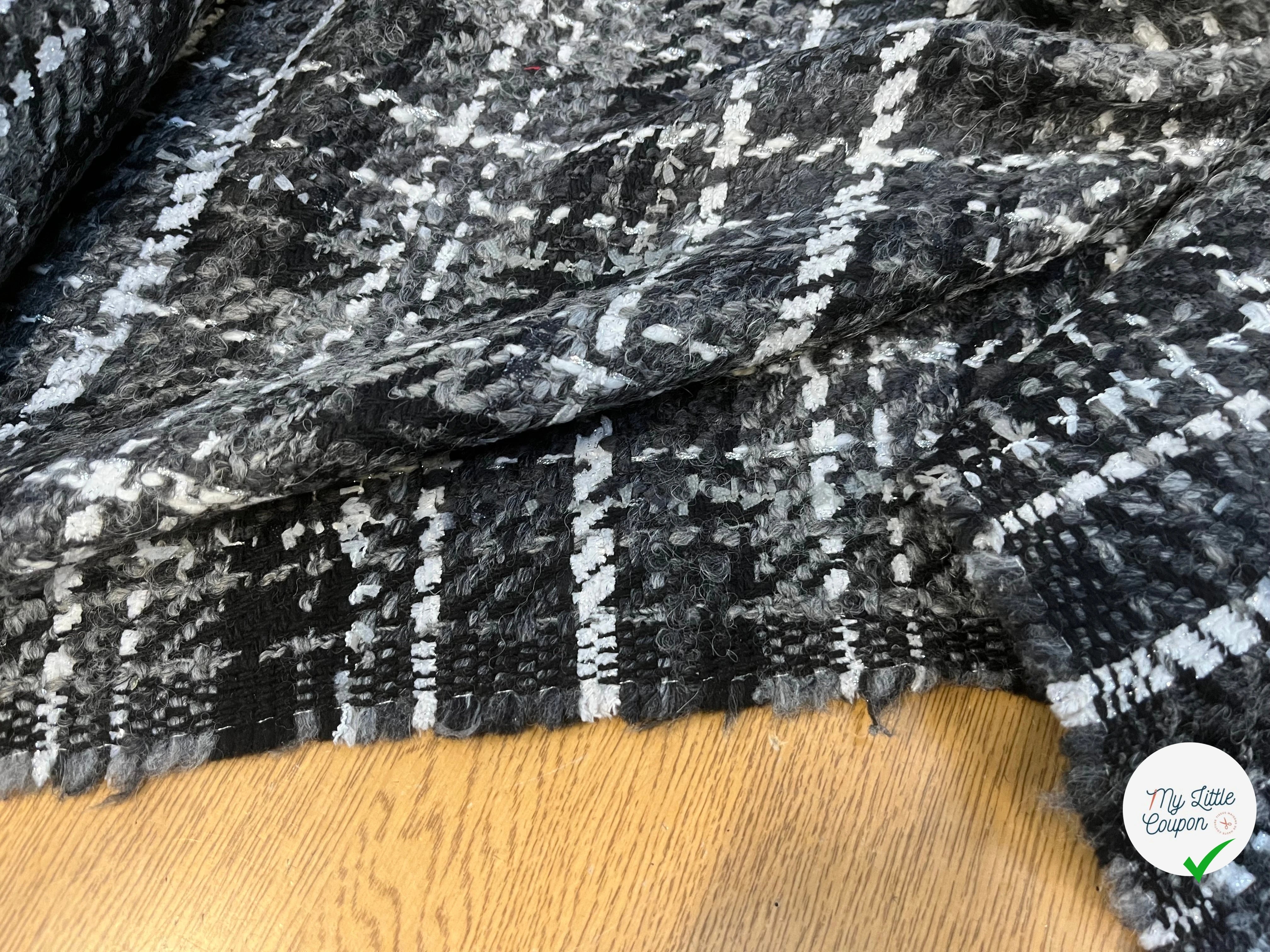 TWEED DE LAINE GRIS À CARREAUX BLANC ET NOIR PRESTIGE FRANCE - My Little Coupon