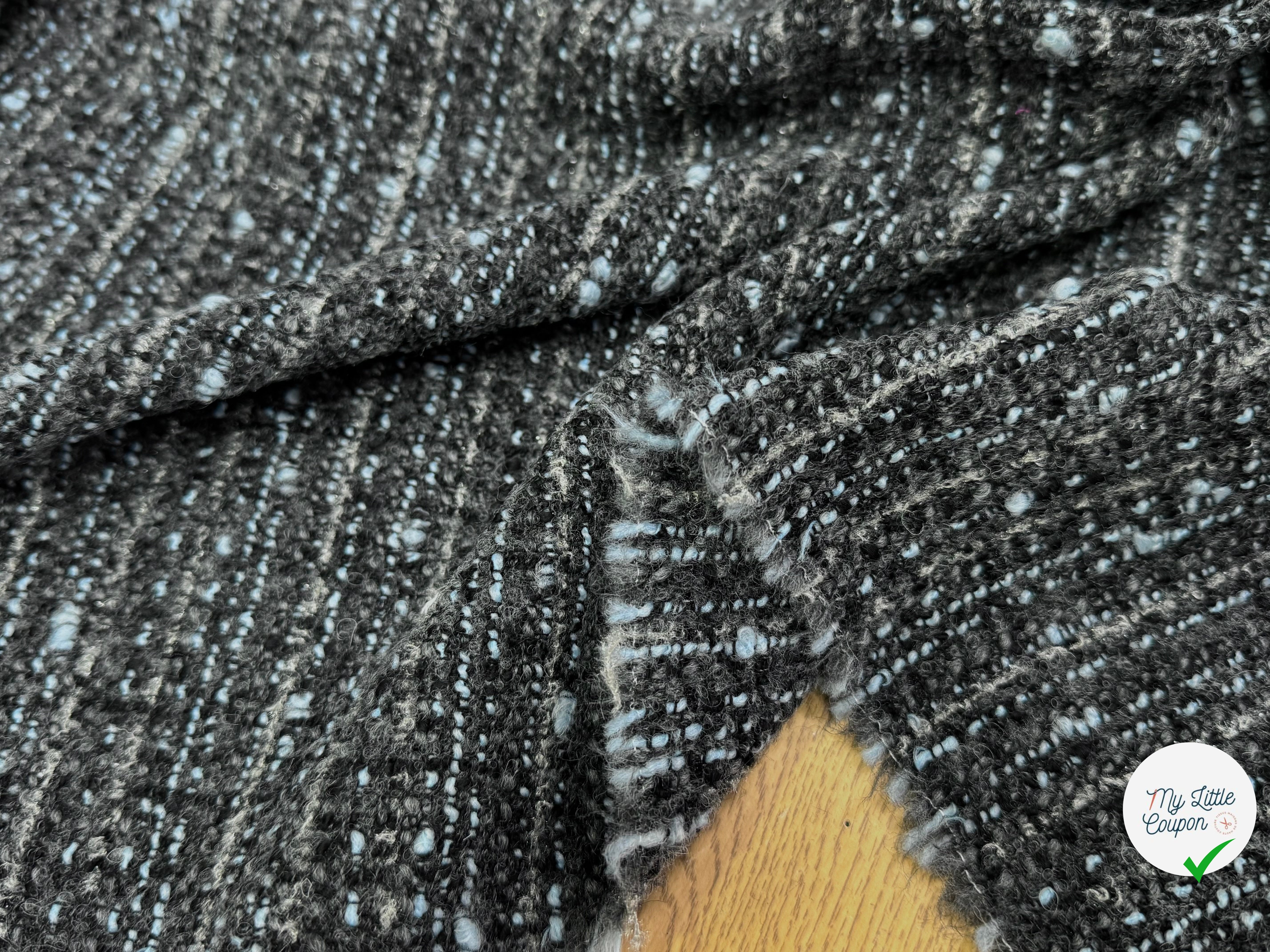 TWEED DE LAINE GRIS & BLUE 6% LUREX - My Little Coupon
