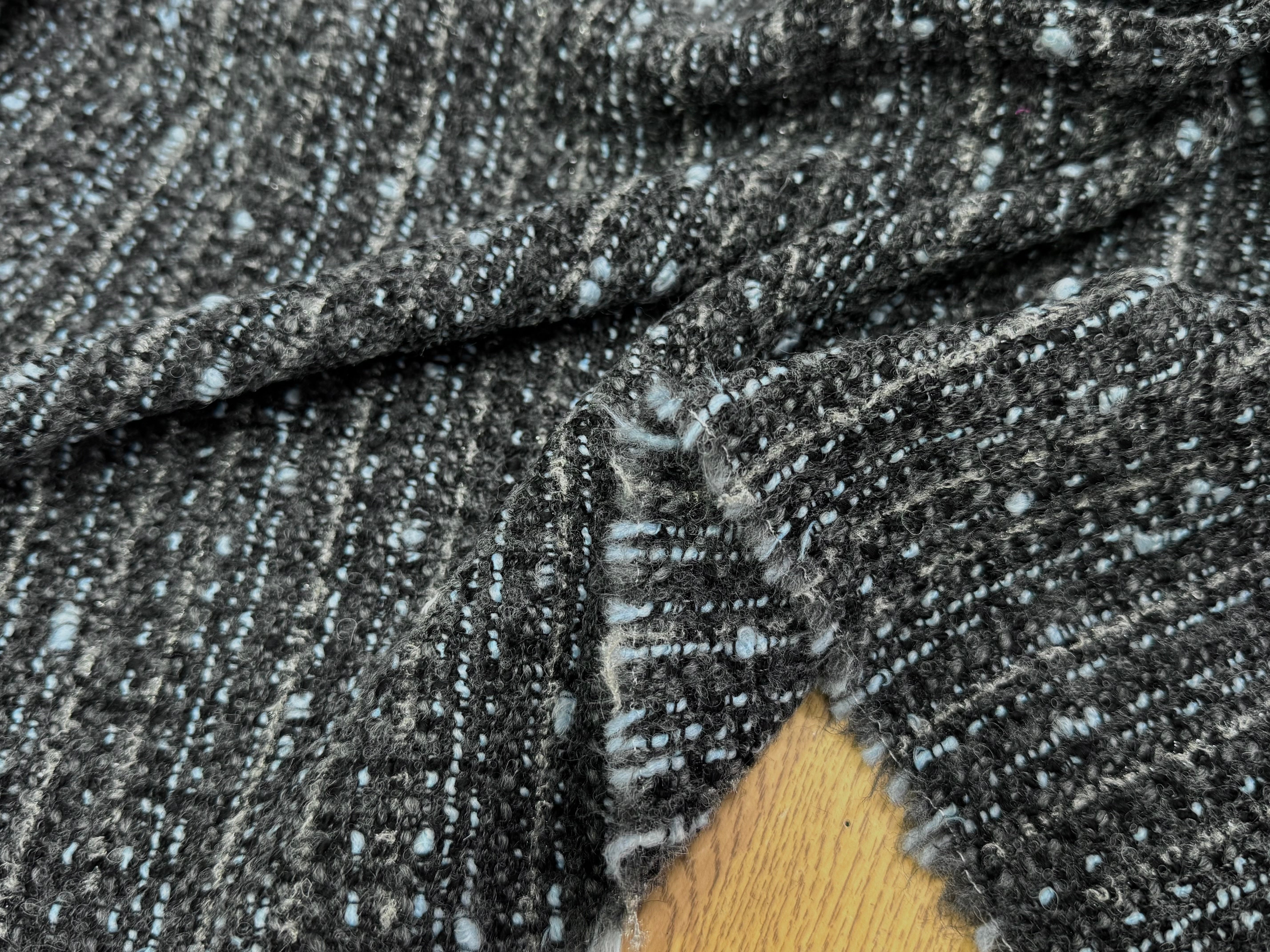 TWEED DE LAINE GRIS & BLUE 6% LUREX - My Little Coupon