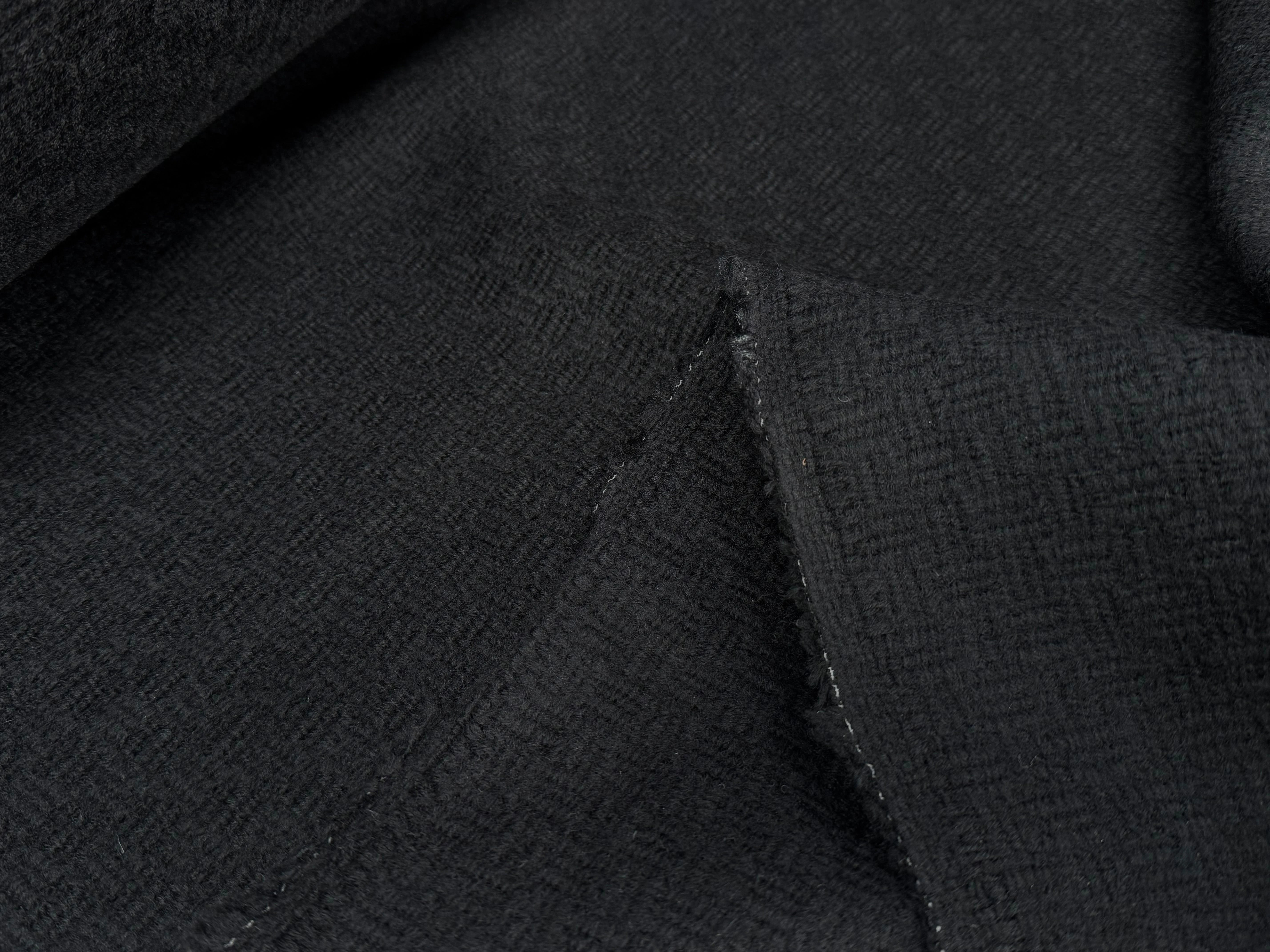 TWEED DE LAINE TEXTURÉ NOIR SUPERBE - My Little Coupon