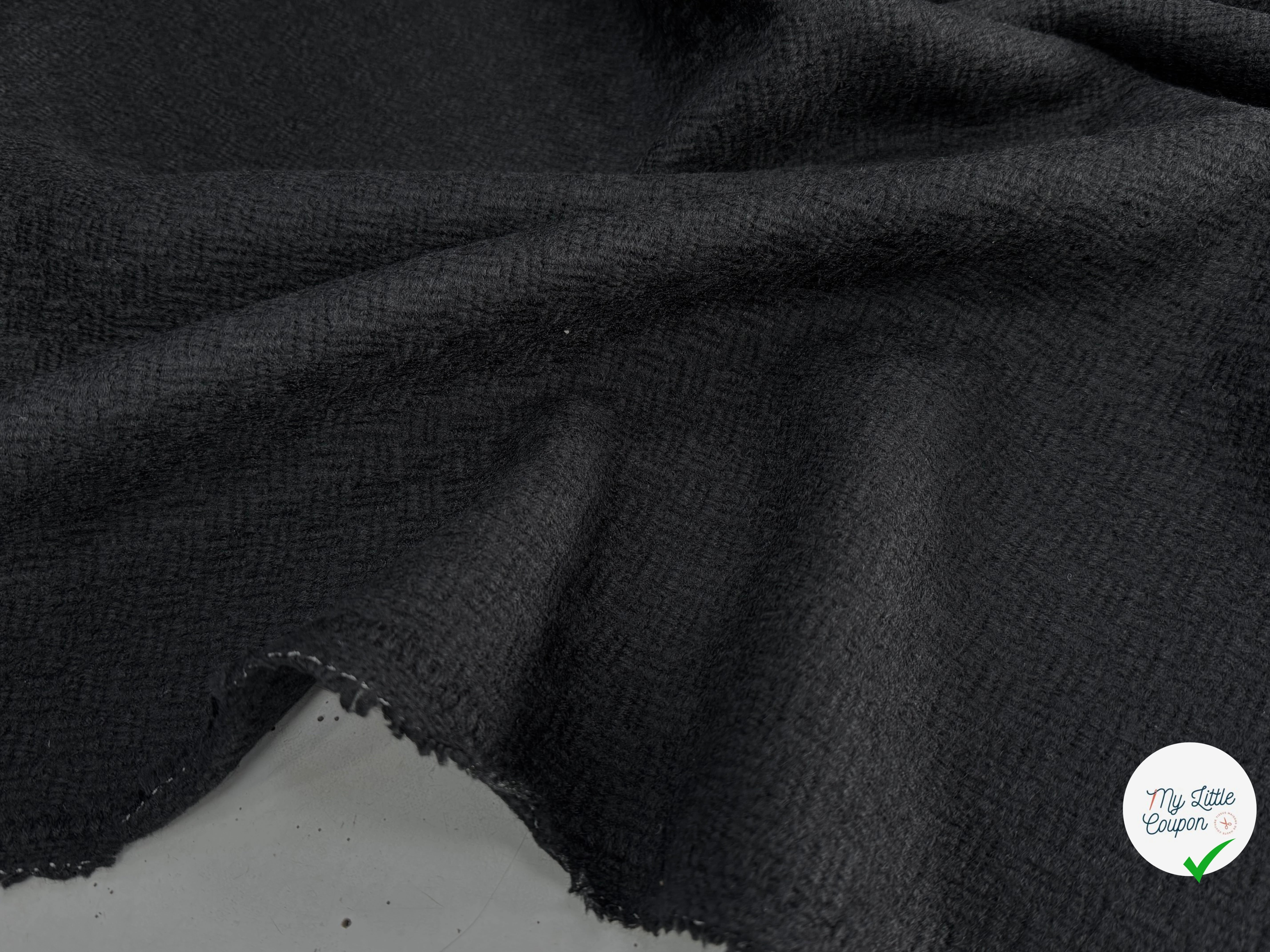 TWEED DE LAINE TEXTURÉ NOIR SUPERBE - My Little Coupon