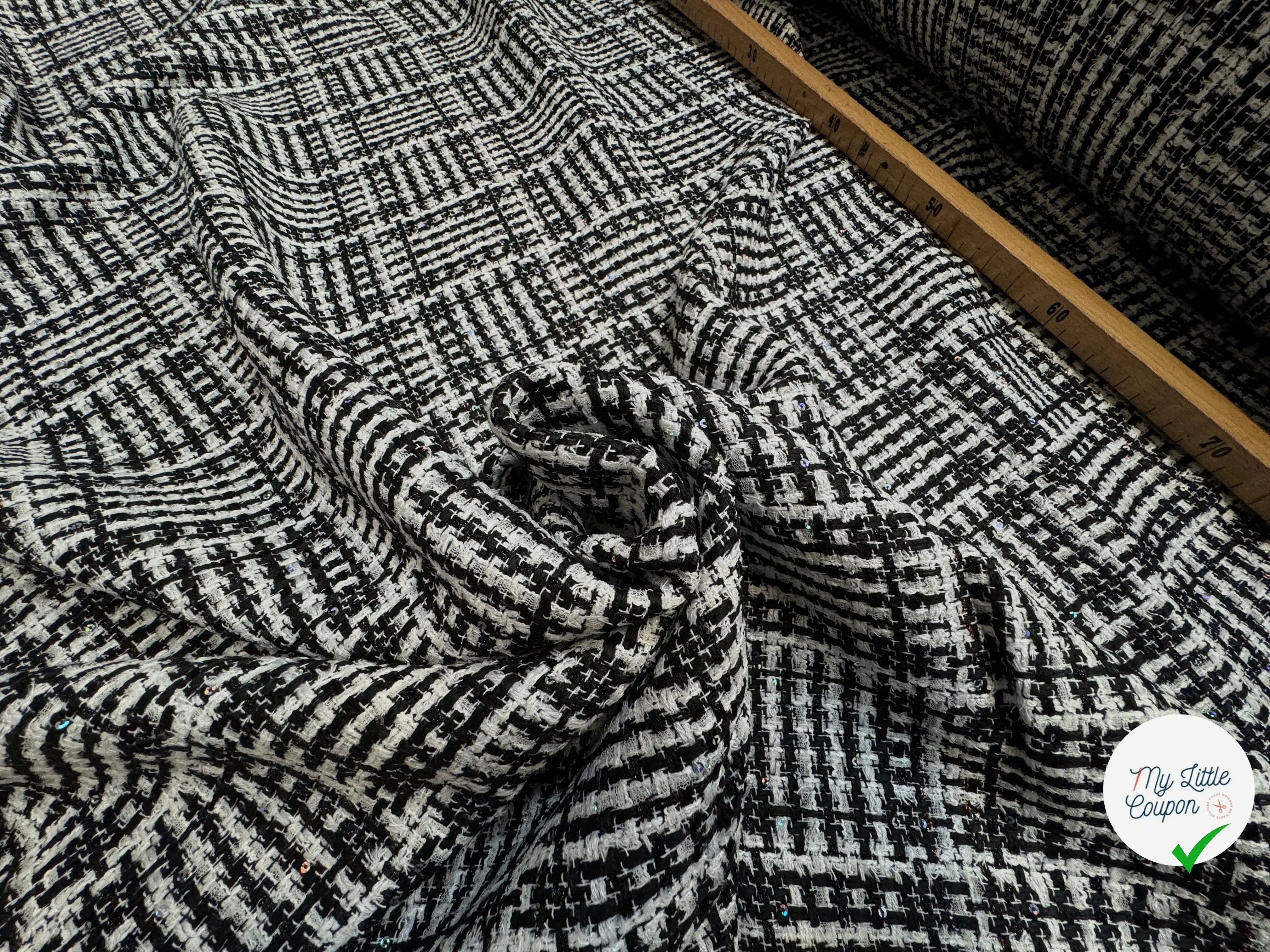 TWEED DE PRESTIGE NOIR & BLANC FABRICATION FRANÇAISE - My Little Coupon