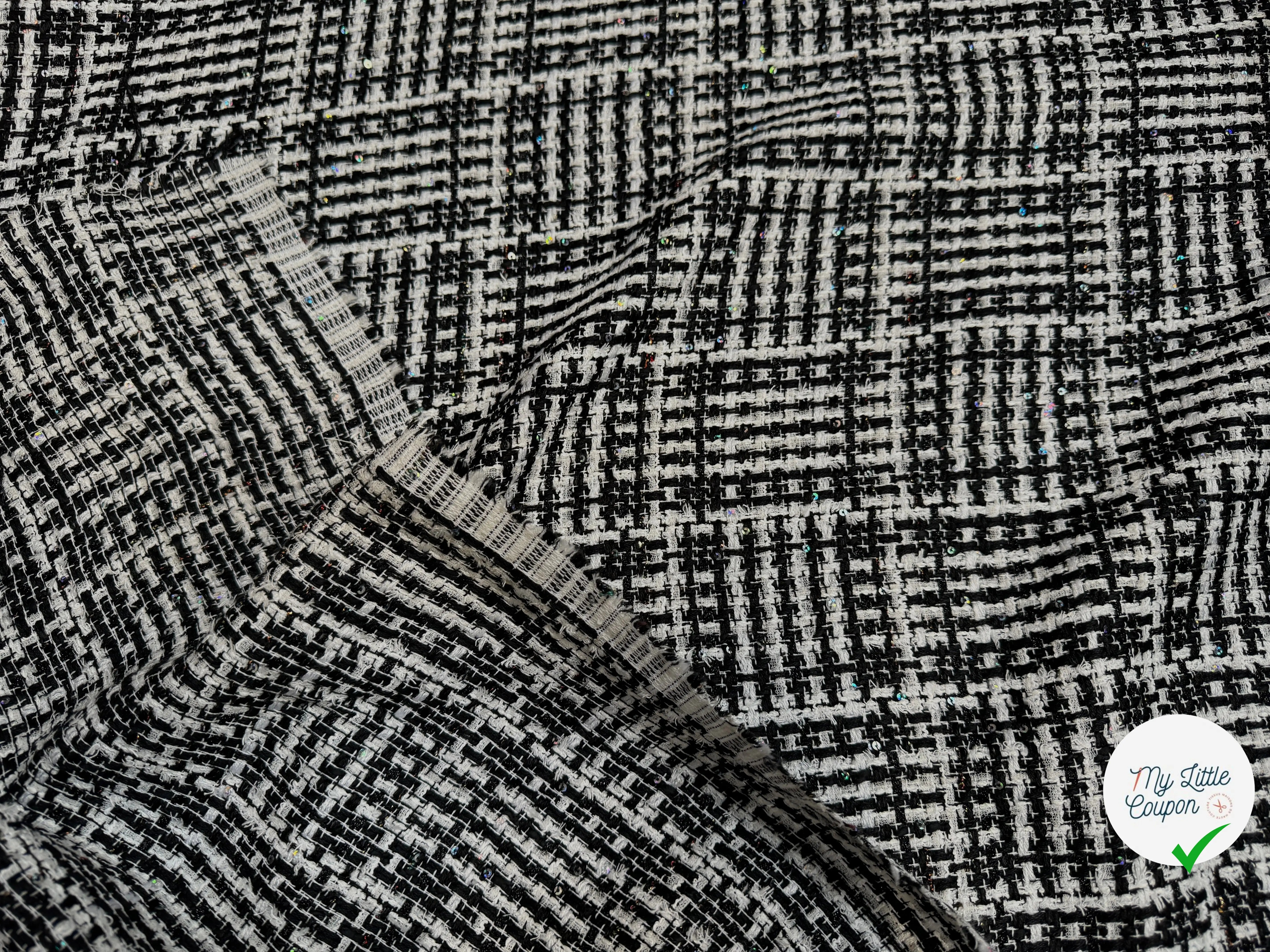 TWEED DE PRESTIGE NOIR & BLANC FABRICATION FRANÇAISE - My Little Coupon
