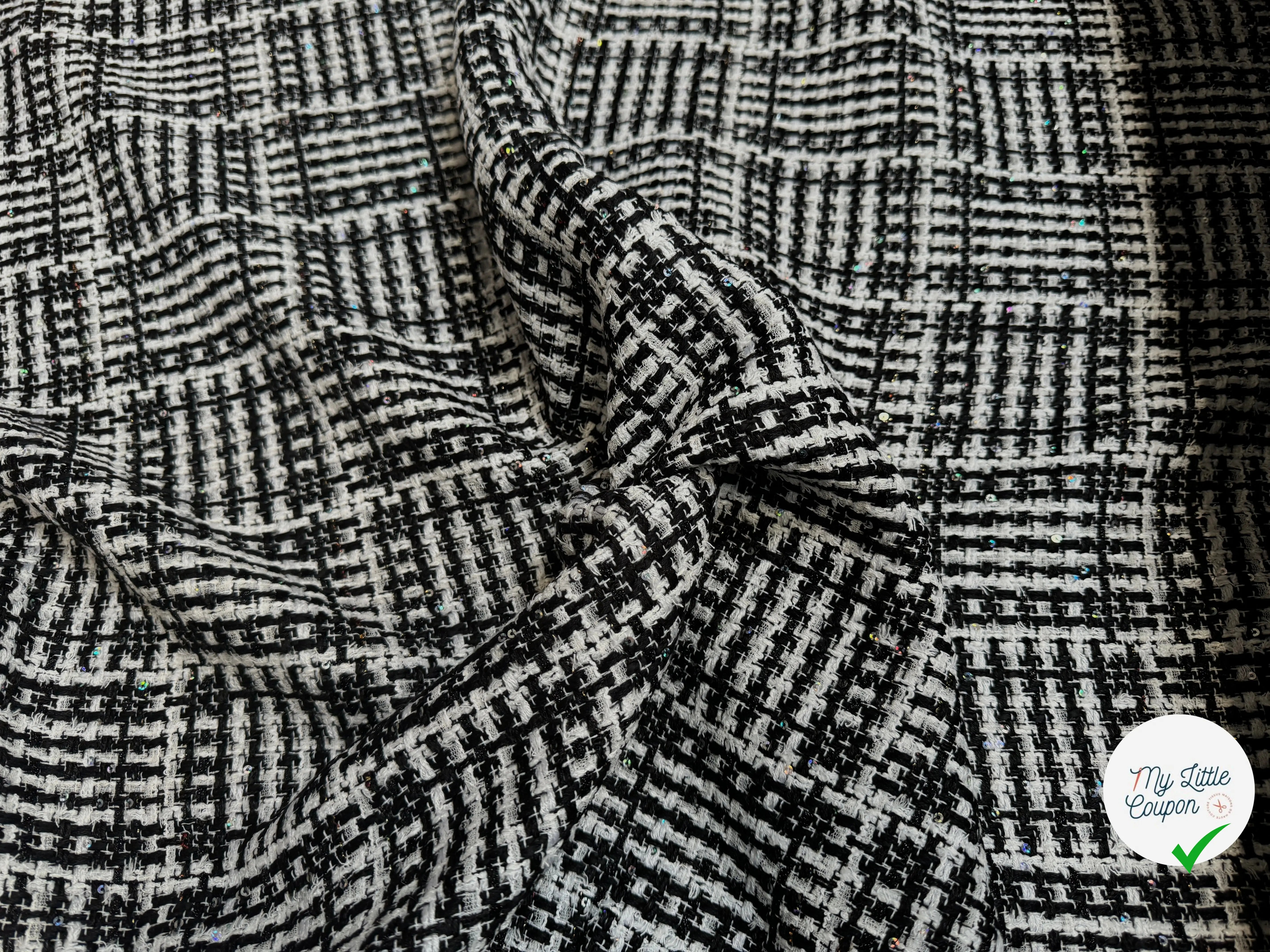 TWEED DE PRESTIGE NOIR & BLANC FABRICATION FRANÇAISE - My Little Coupon