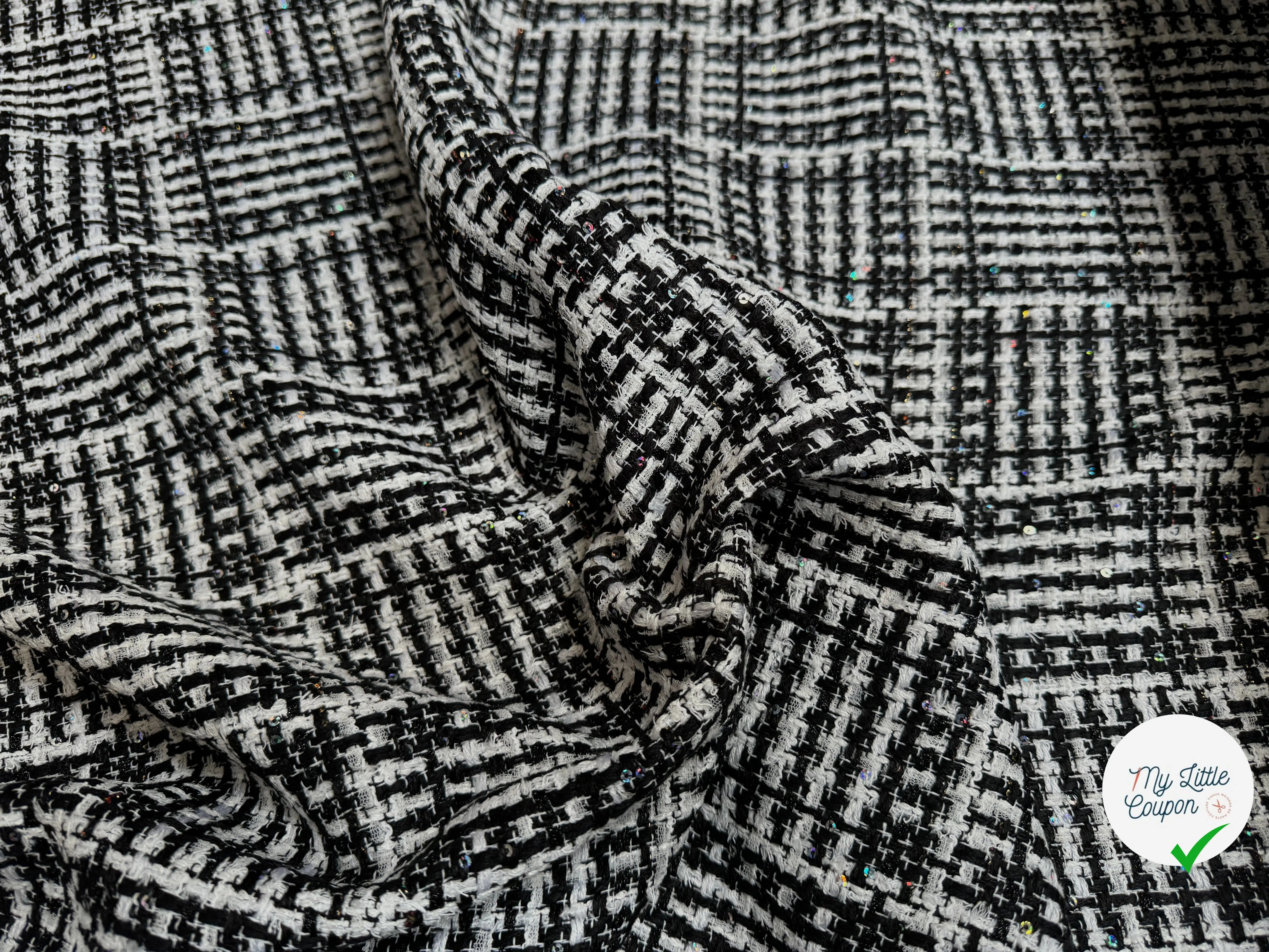 TWEED DE PRESTIGE NOIR & BLANC FABRICATION FRANÇAISE - My Little Coupon