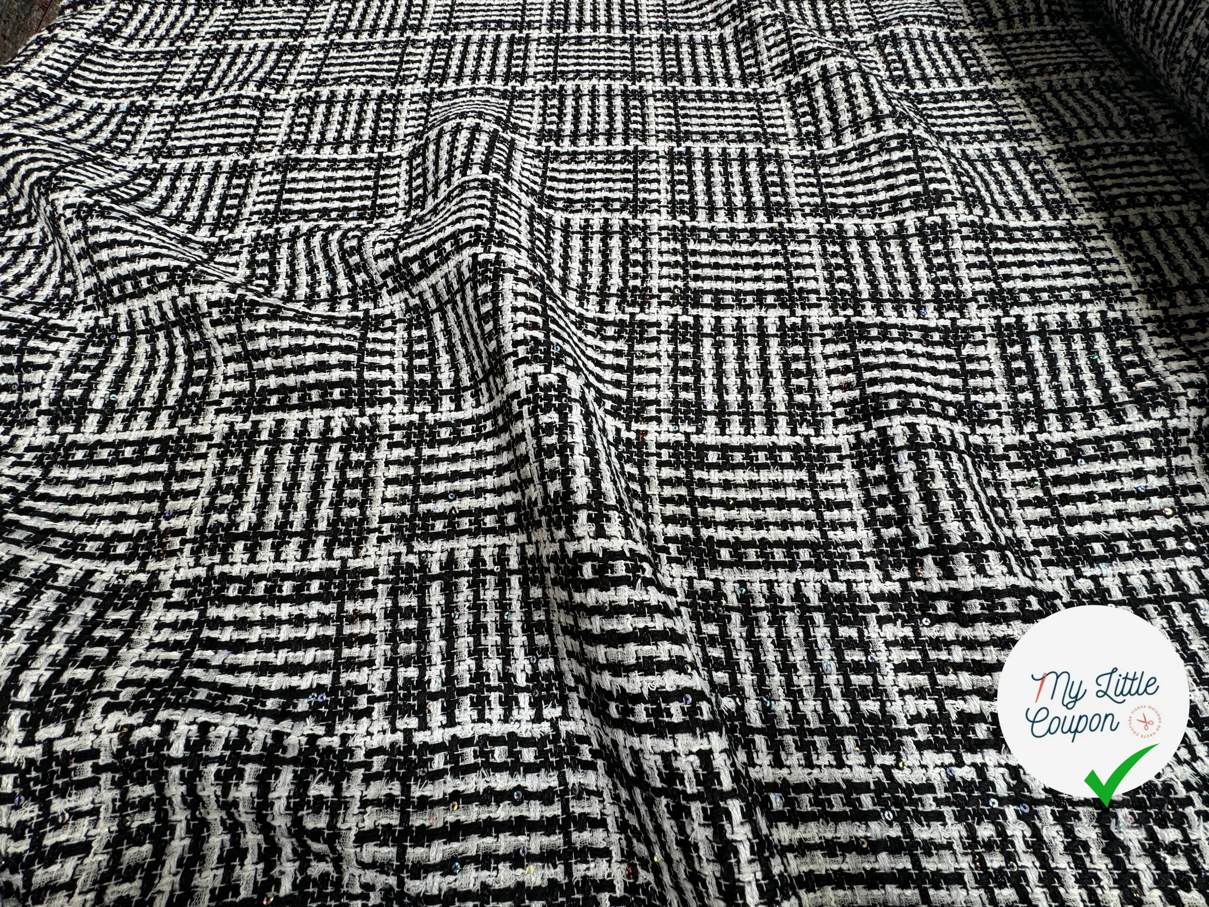 TWEED DE PRESTIGE NOIR & BLANC FABRICATION FRANÇAISE - My Little Coupon