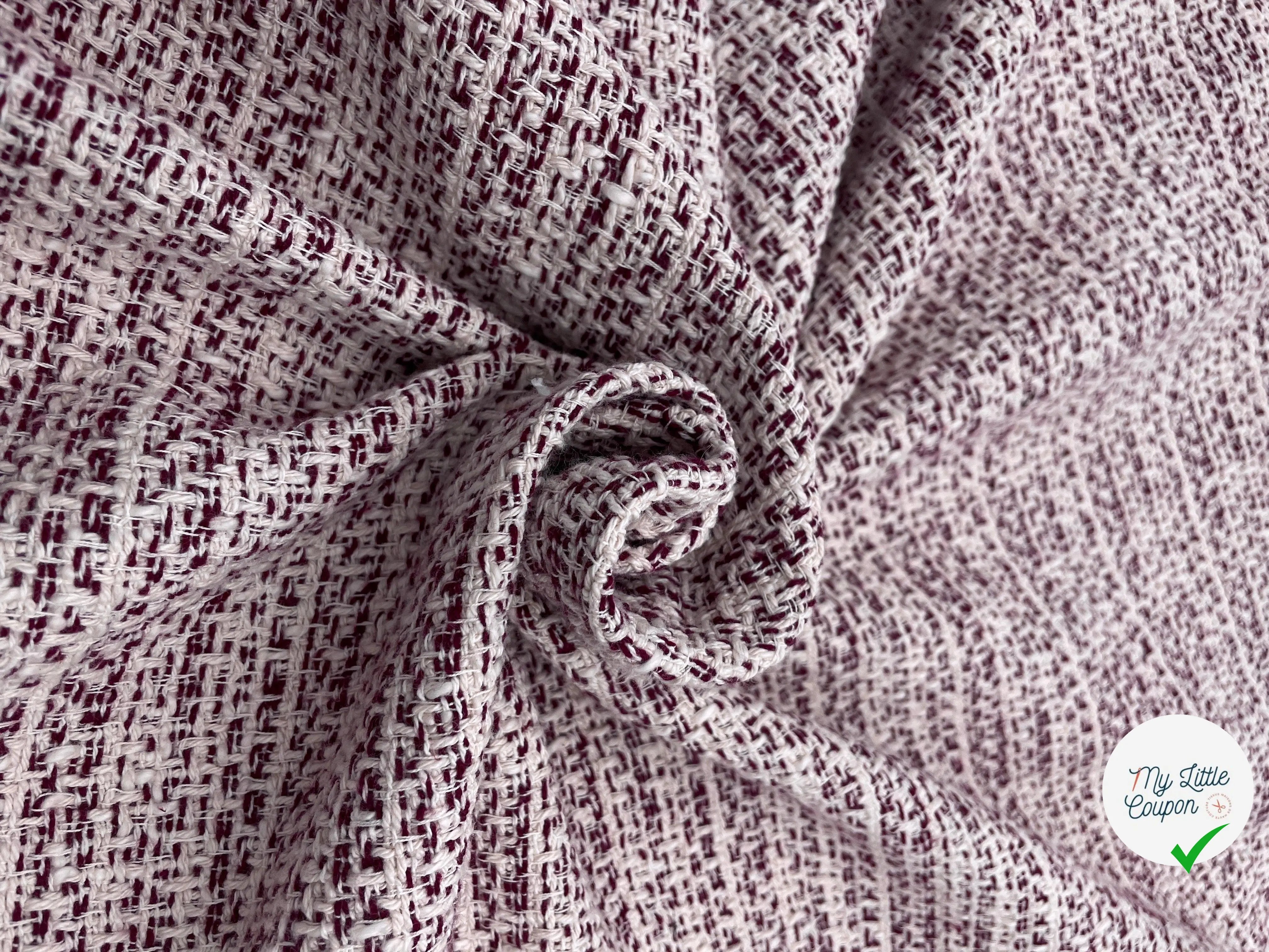 TWEED DE PRINTEMPS BORDEAUX ET ÉCRU - My Little Coupon - tissu - coudre