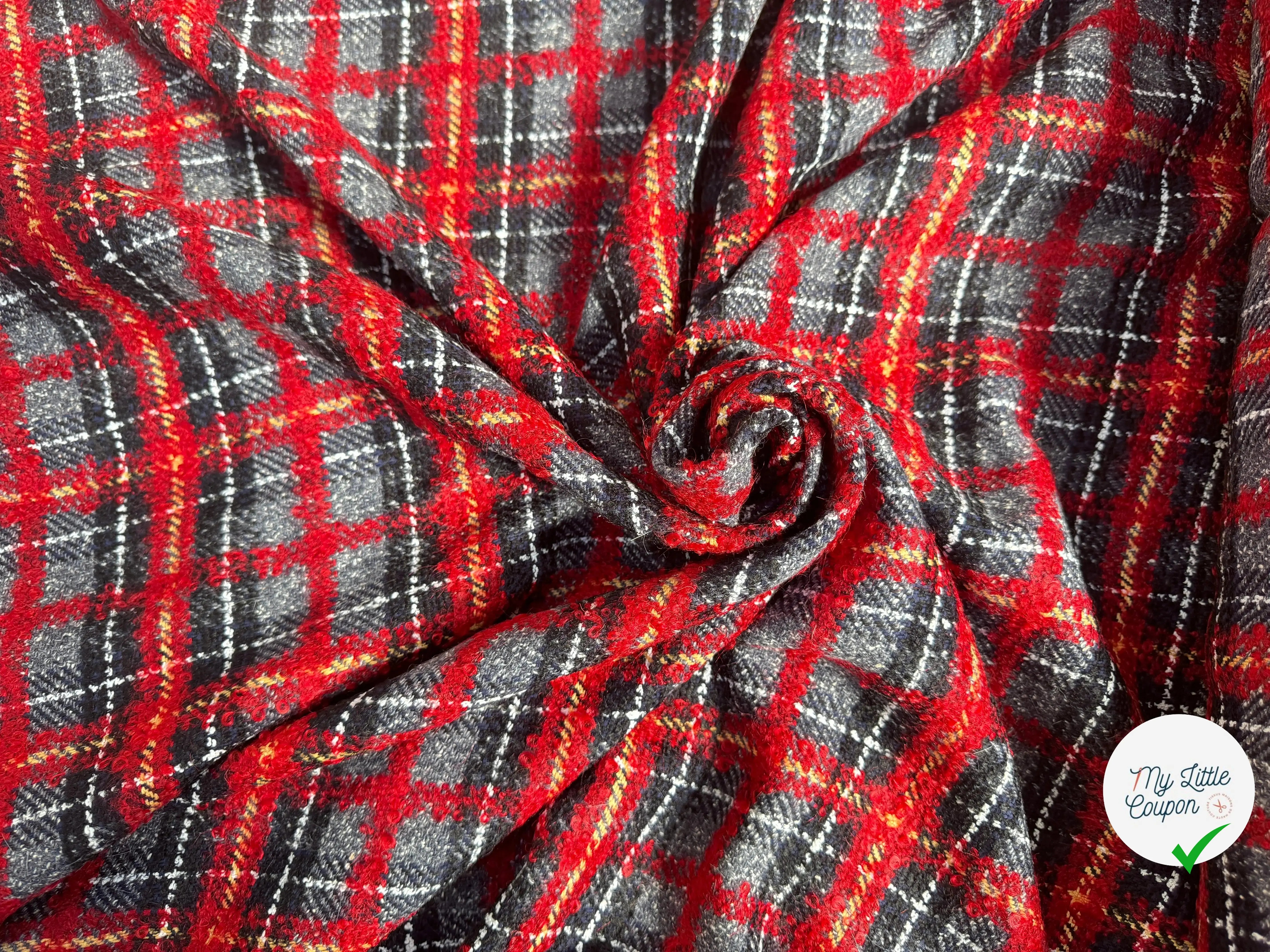 TWEED ÉCOSSAIS ÉCLAT ROUGE MADE IN FRANCE - My Little Coupon